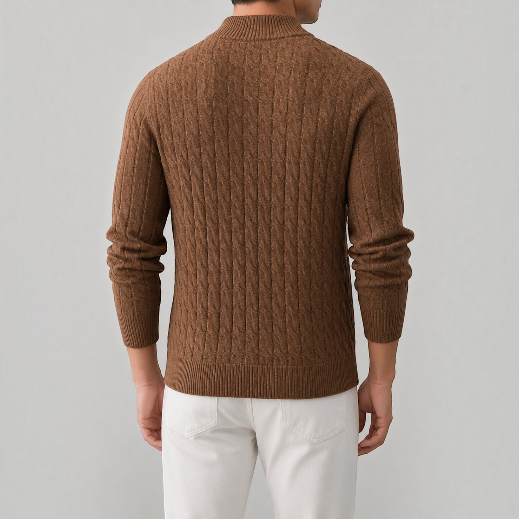 Ellmont London | Men's Stand Collar Zip Up Knit Sweater Regular Fit Cardigan