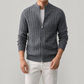 Ellmont London | Men's Stand Collar Zip Up Knit Sweater Regular Fit Cardigan