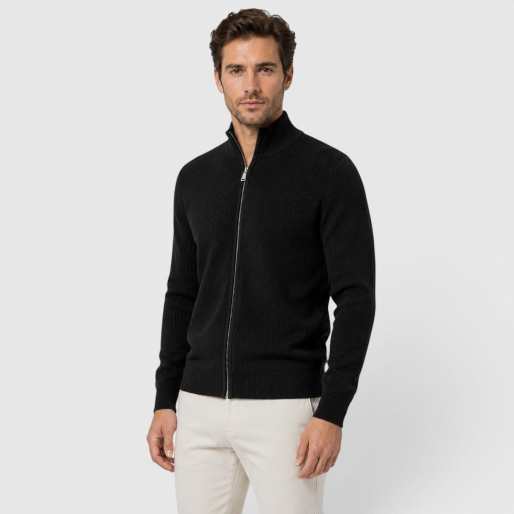 Ellmont London | Men's Soft Knit Zip Sweater with Stand Collar for Everyday Comfort