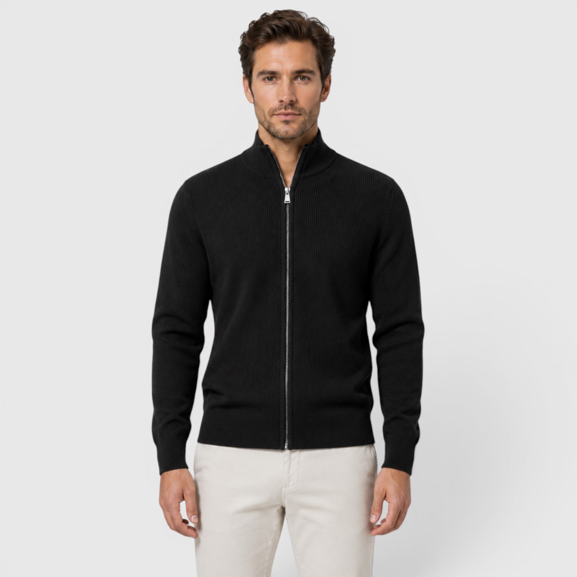 Ryan | Men's Soft Knit Zip Sweater with Stand Collar for Everyday Comfort