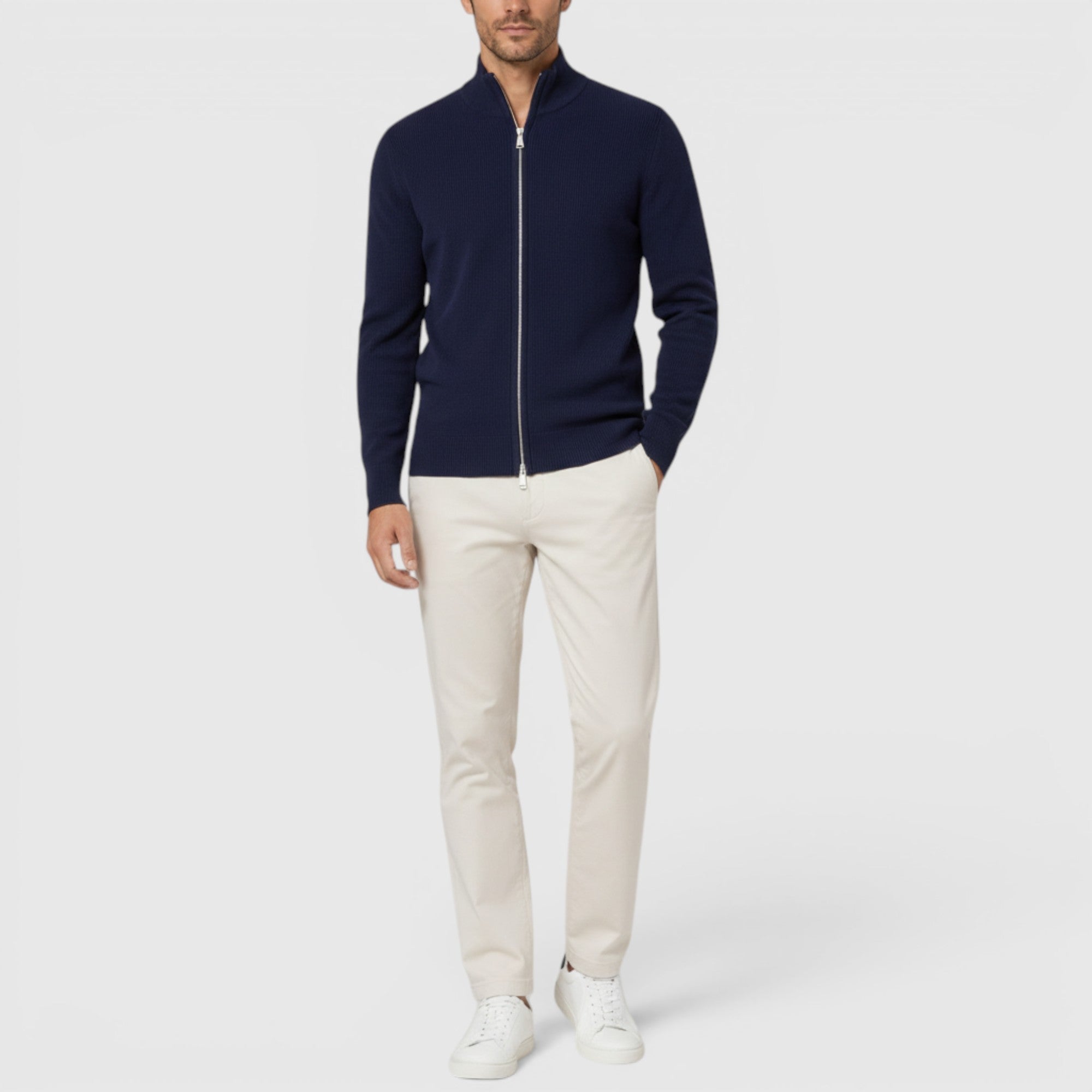 Ellmont London | Men's Soft Knit Zip Sweater with Stand Collar for Everyday Comfort