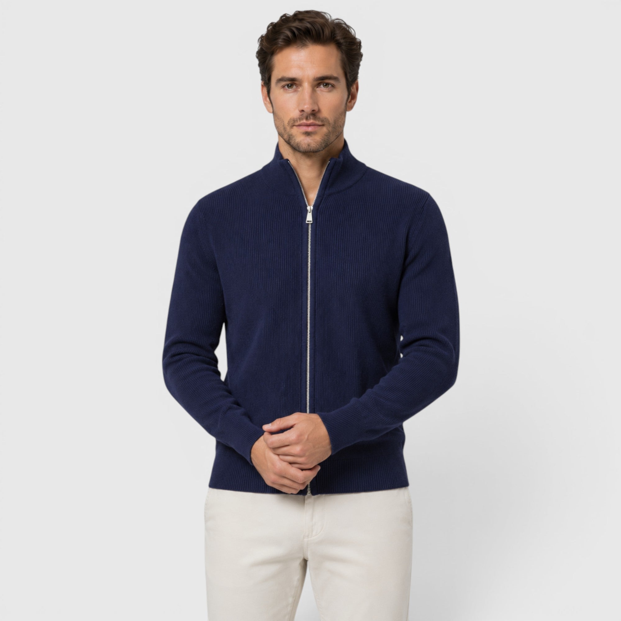 Ryan | Men's Soft Knit Zip Sweater with Stand Collar for Everyday Comfort