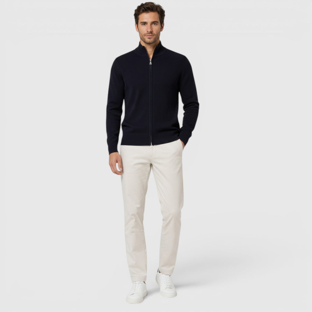 Ellmont London | Men's Soft Knit Zip Sweater with Stand Collar for Everyday Comfort