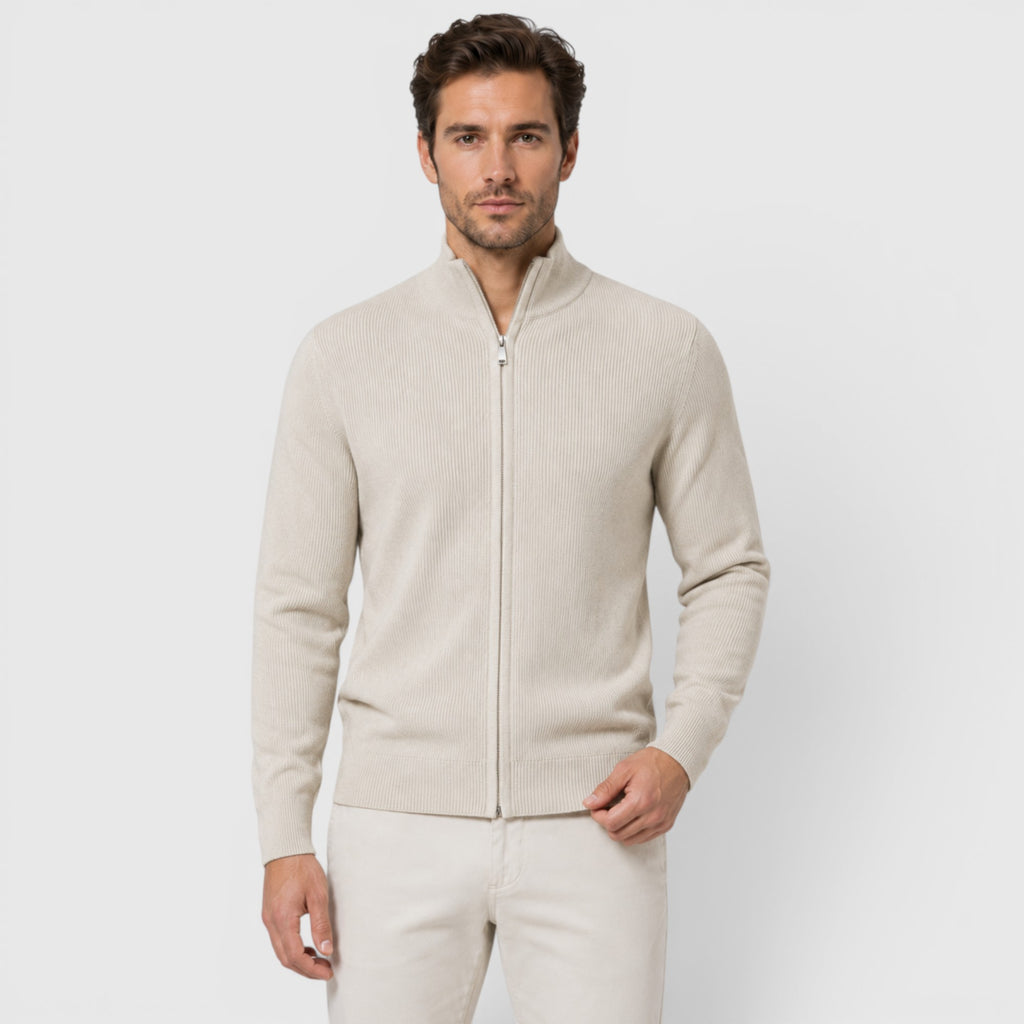 Ellmont London | Men's Soft Knit Zip Sweater with Stand Collar for Everyday Comfort