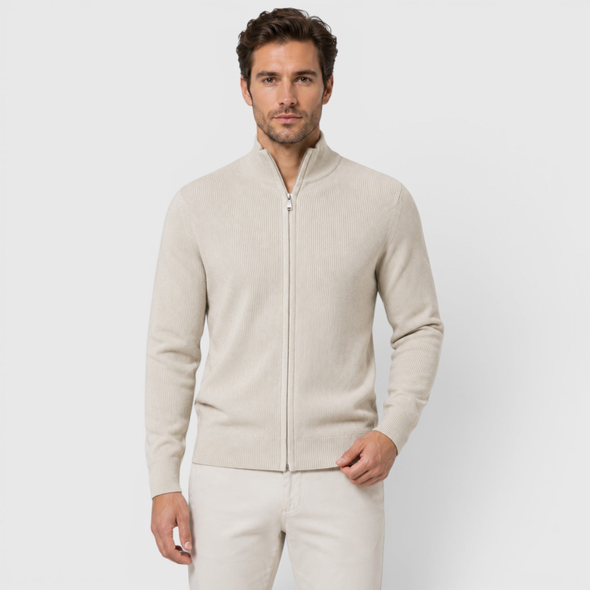 Ellmont London | Men's Soft Knit Zip Sweater with Stand Collar for Everyday Comfort