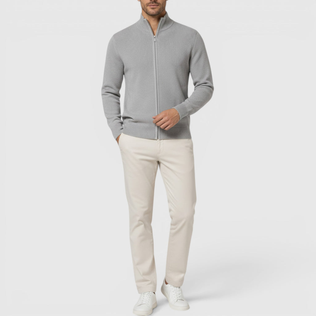 Ellmont London | Men's Soft Knit Zip Sweater with Stand Collar for Everyday Comfort