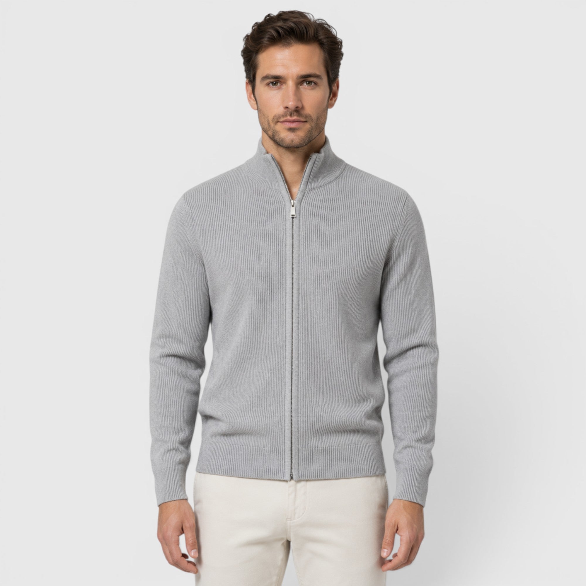 Ryan | Men's Soft Knit Zip Sweater with Stand Collar for Everyday Comfort
