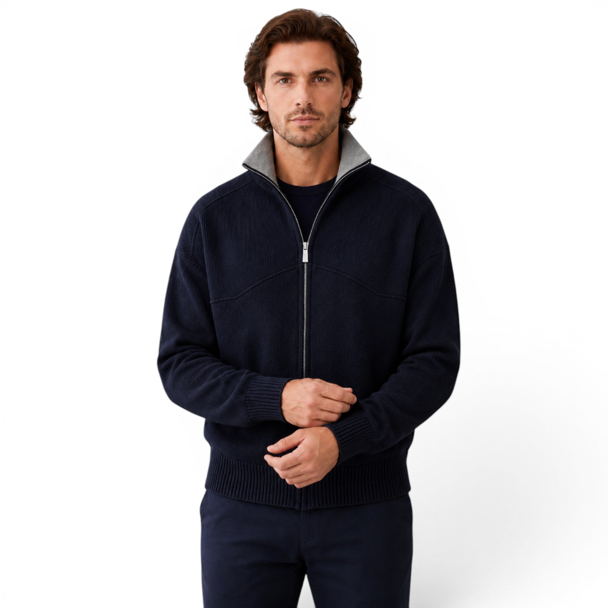 Ellmont London | Men's Full Zip Sweater Knit Cardigan for Work & Casual Wear