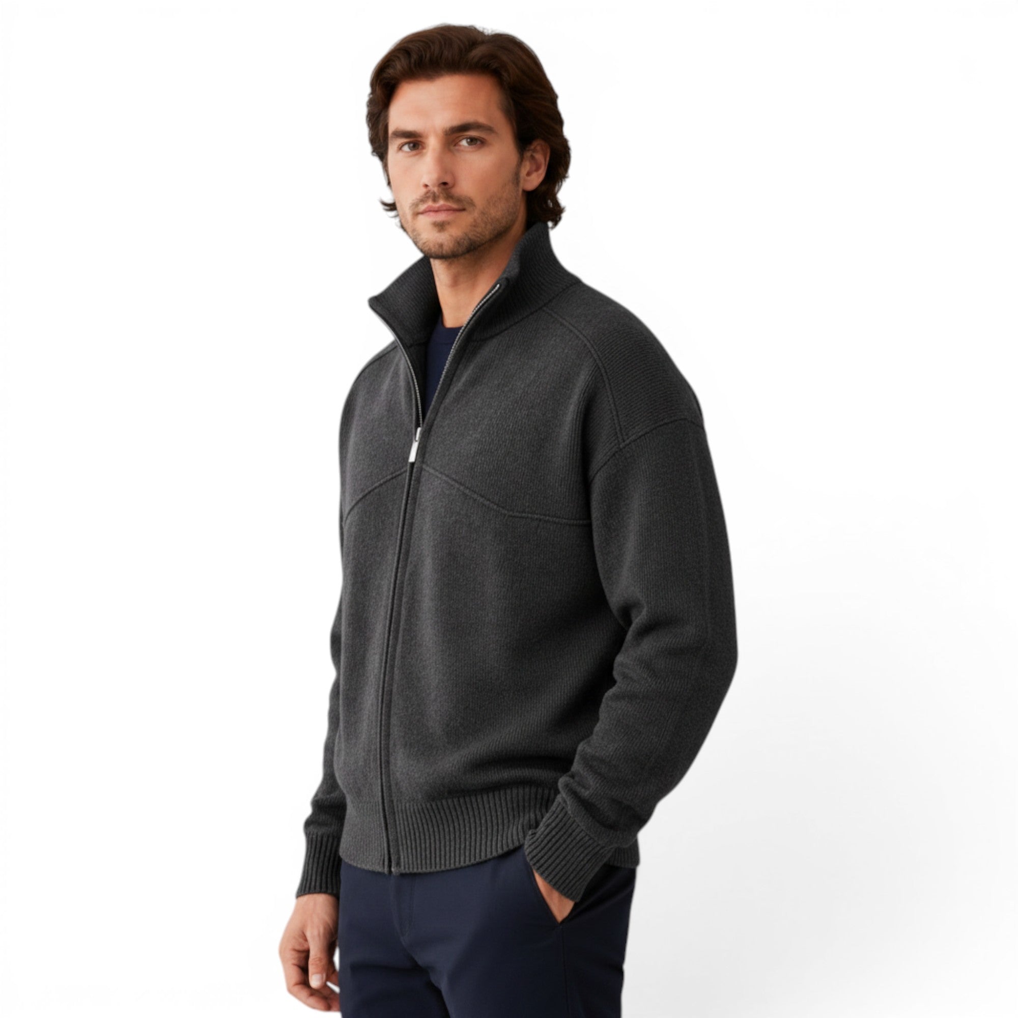 Ellmont London | Men's Full Zip Sweater Knit Cardigan for Work & Casual Wear
