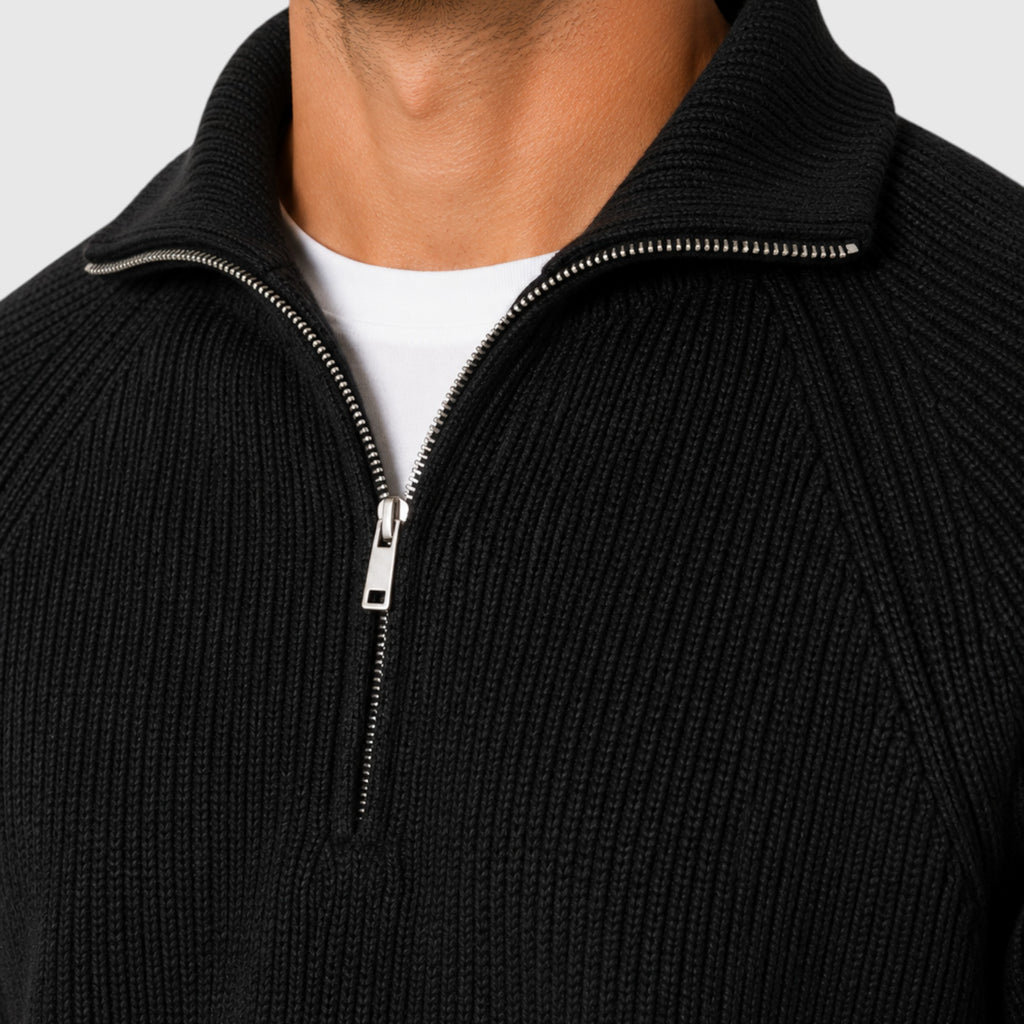 Ellmont London | Men's Ribbed Mock Neck Sweater Warm Everyday Pullover