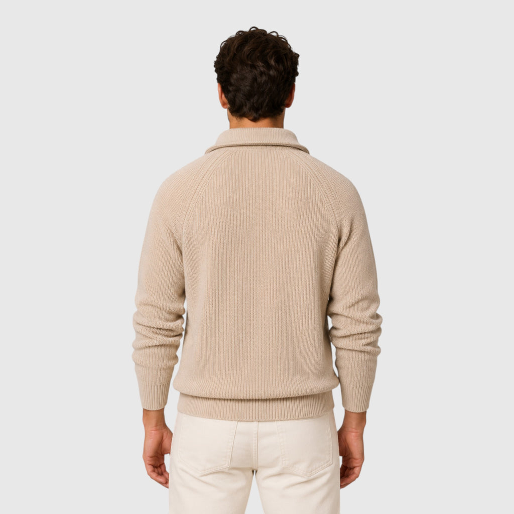 Ellmont London | Men's Ribbed Mock Neck Sweater Warm Everyday Pullover