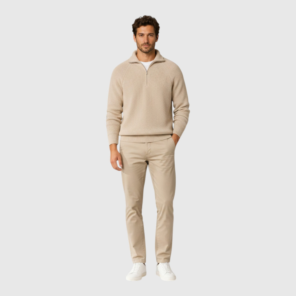 Ellmont London | Men's Ribbed Mock Neck Sweater Warm Everyday Pullover