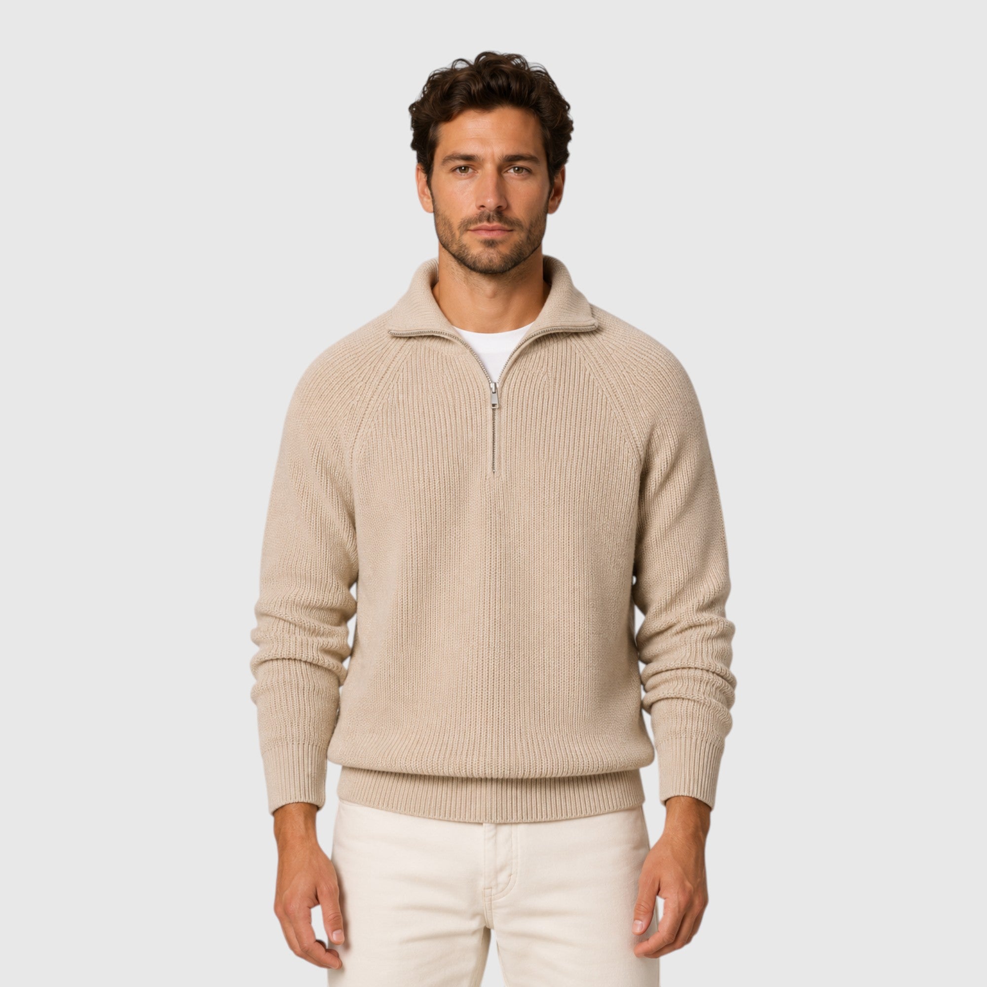 Peter | Men's Ribbed Mock Neck Sweater Warm Everyday Pullover