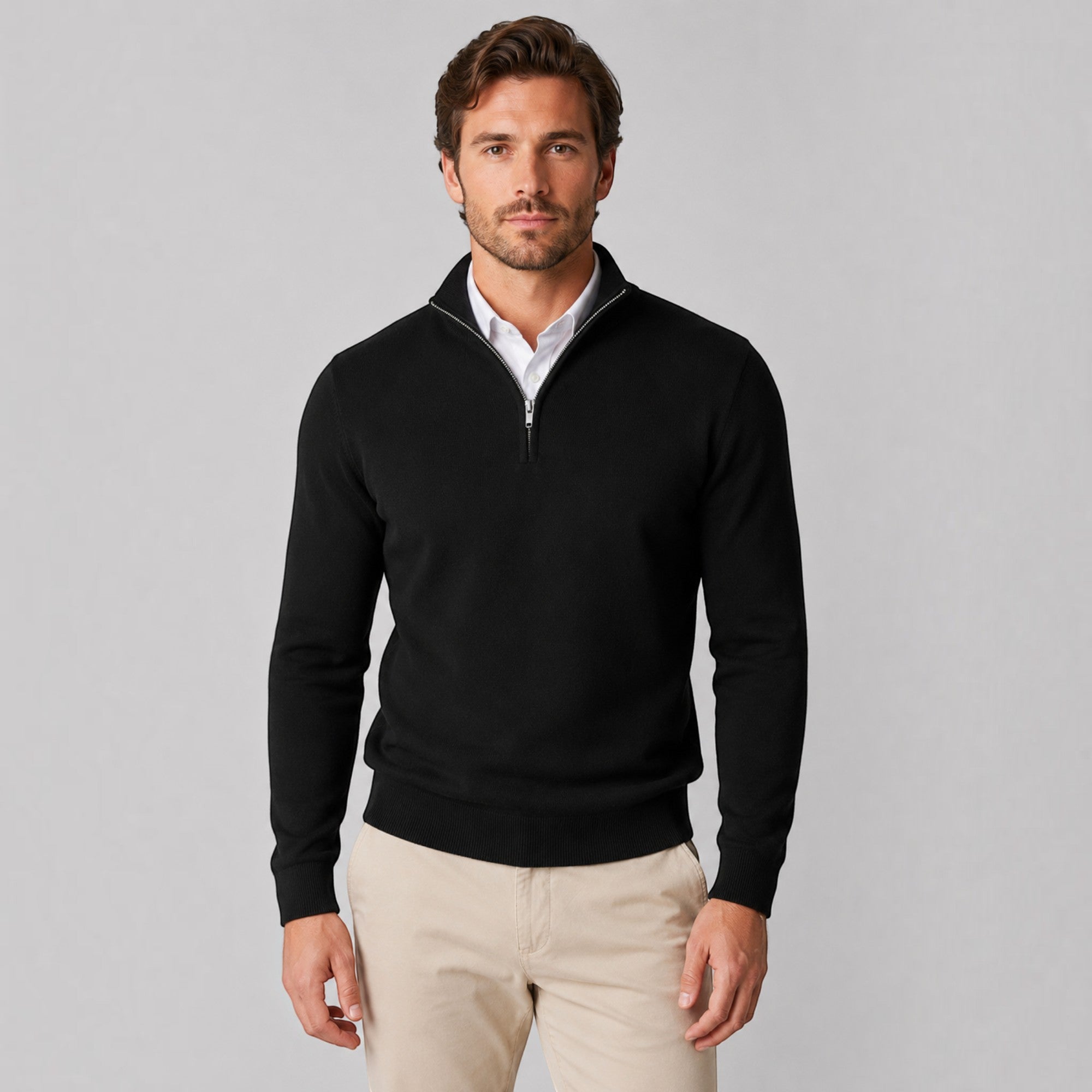 Ivan | Men's Long Sleeve Quarter Zip Sweater for Casual & Office Wear