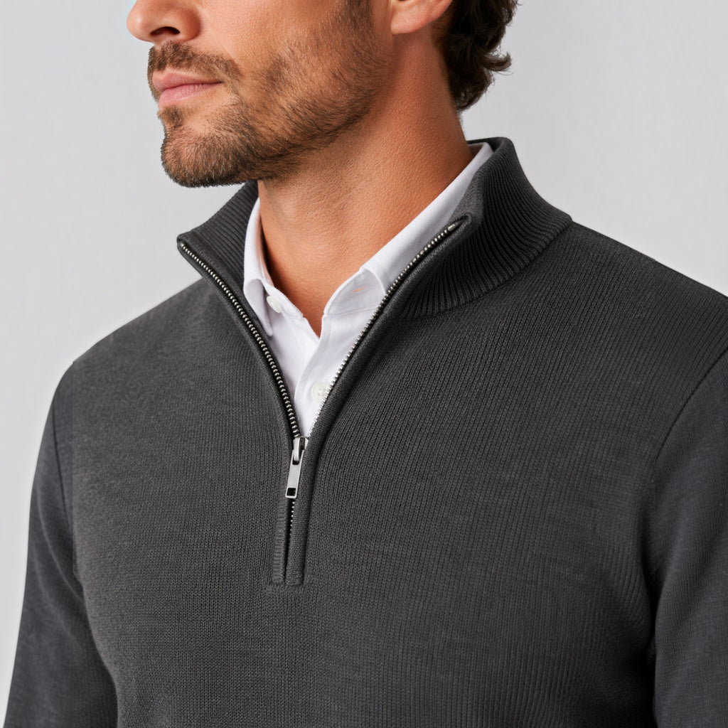 Ellmont London | Men's Long Sleeve Quarter Zip Sweater for Casual & Office Wear