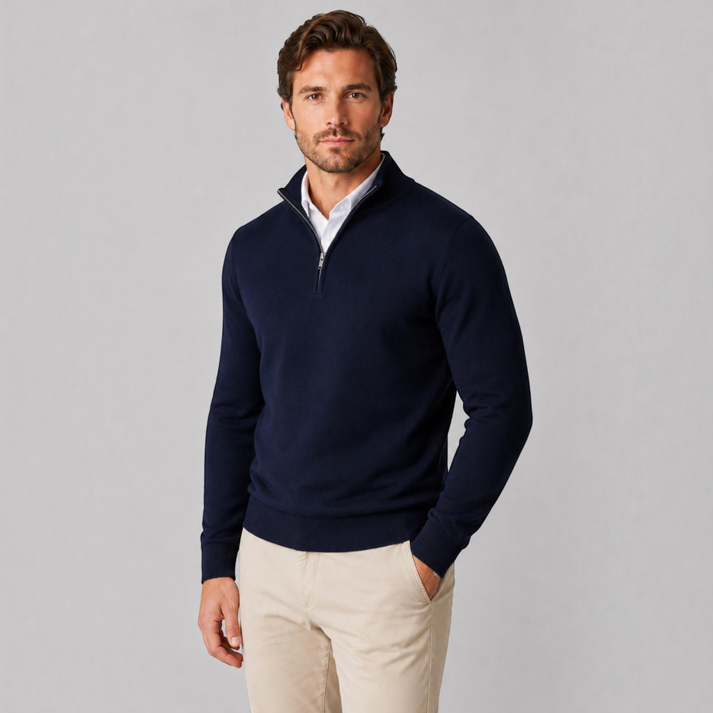 Ellmont London | Men's Long Sleeve Quarter Zip Sweater for Casual & Office Wear