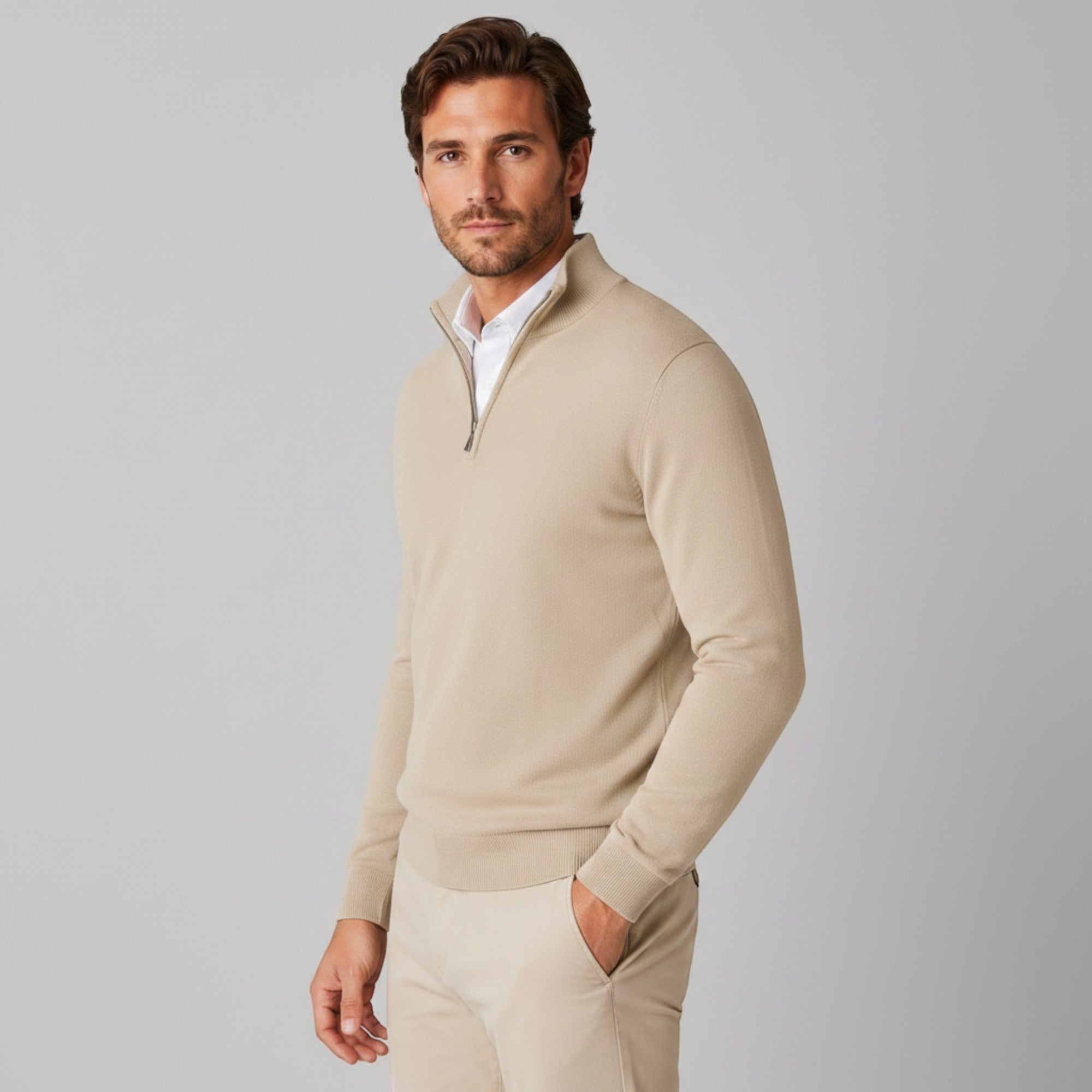 Ellmont London | Men's Long Sleeve Quarter Zip Sweater for Casual & Office Wear