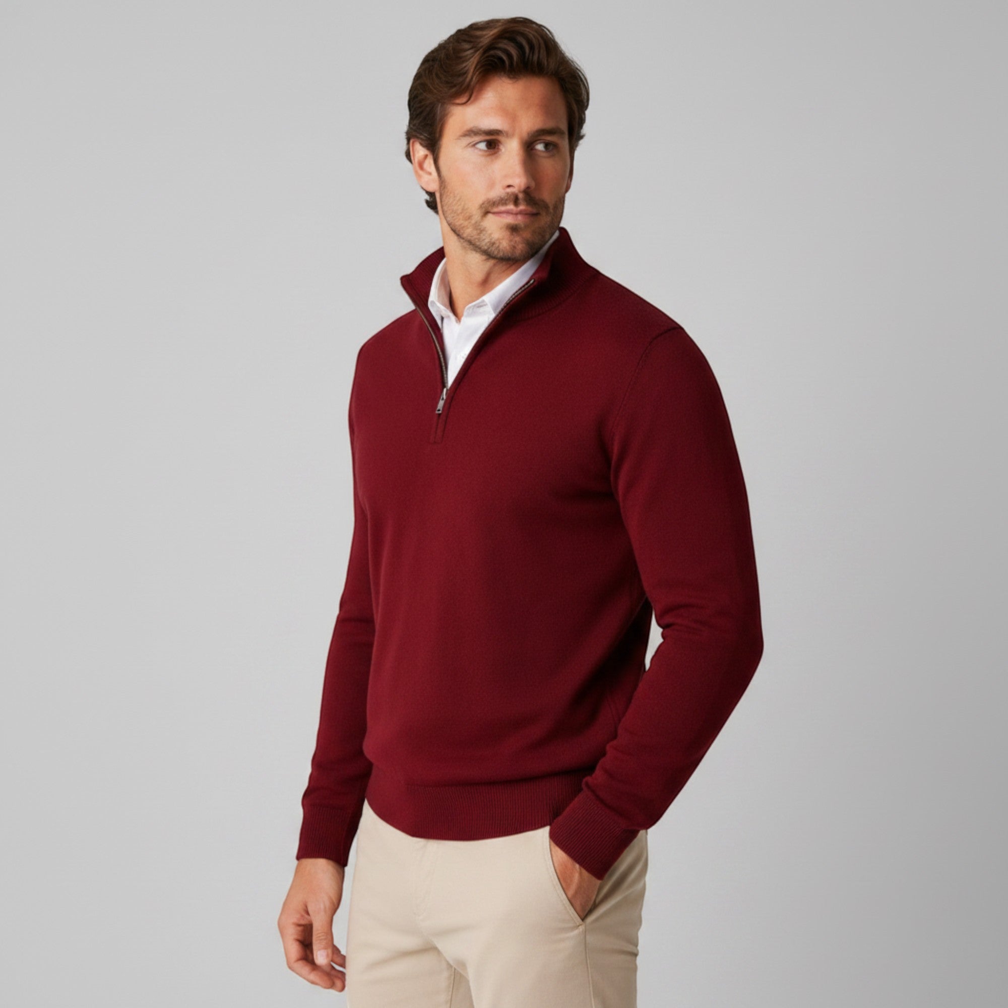 Ellmont London | Men's Long Sleeve Quarter Zip Sweater for Casual & Office Wear