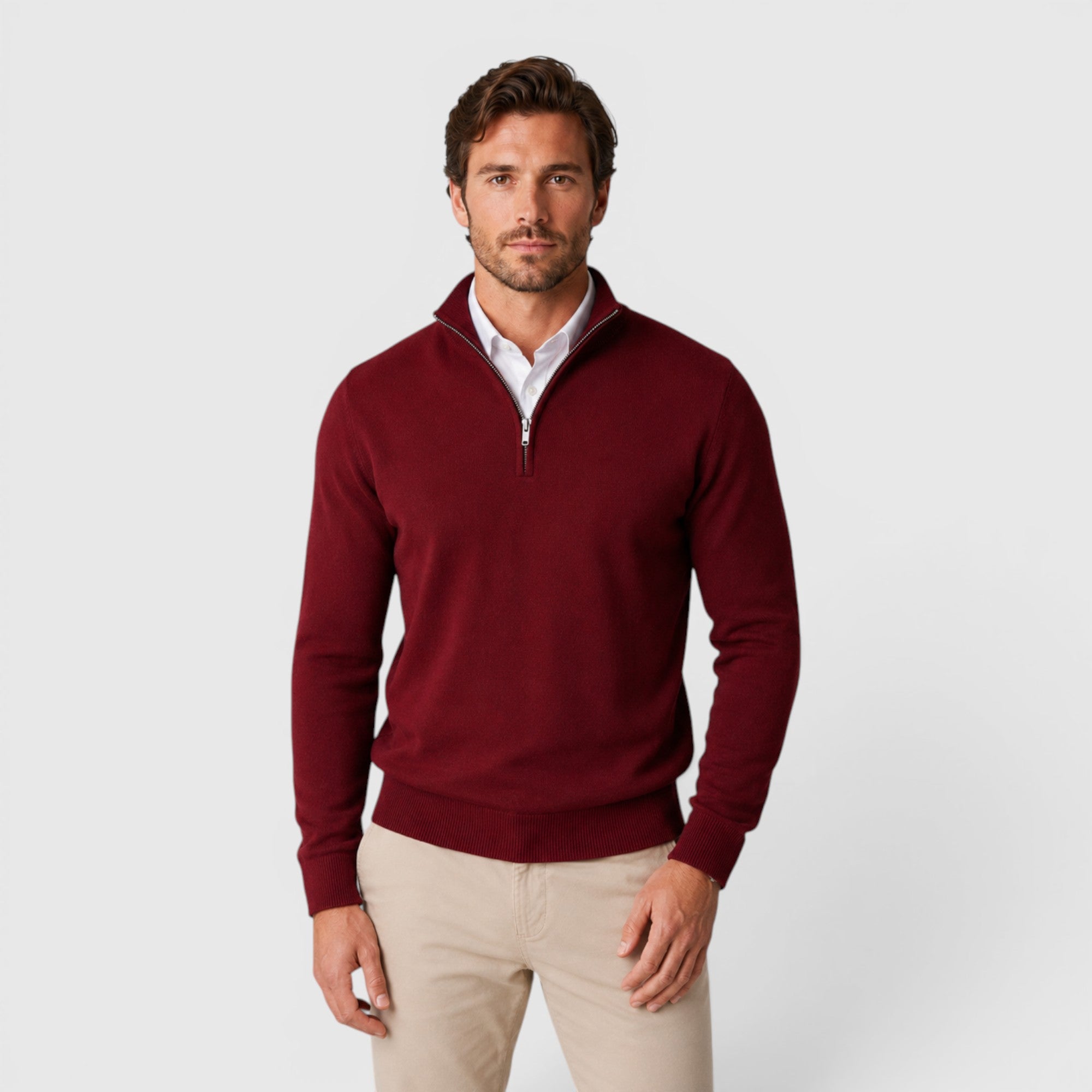 Ivan | Men's Long Sleeve Quarter Zip Sweater for Casual & Office Wear