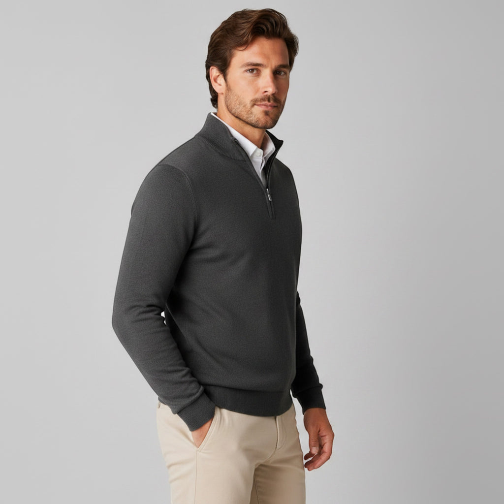 Ellmont London | Men's Long Sleeve Quarter Zip Sweater for Casual & Office Wear