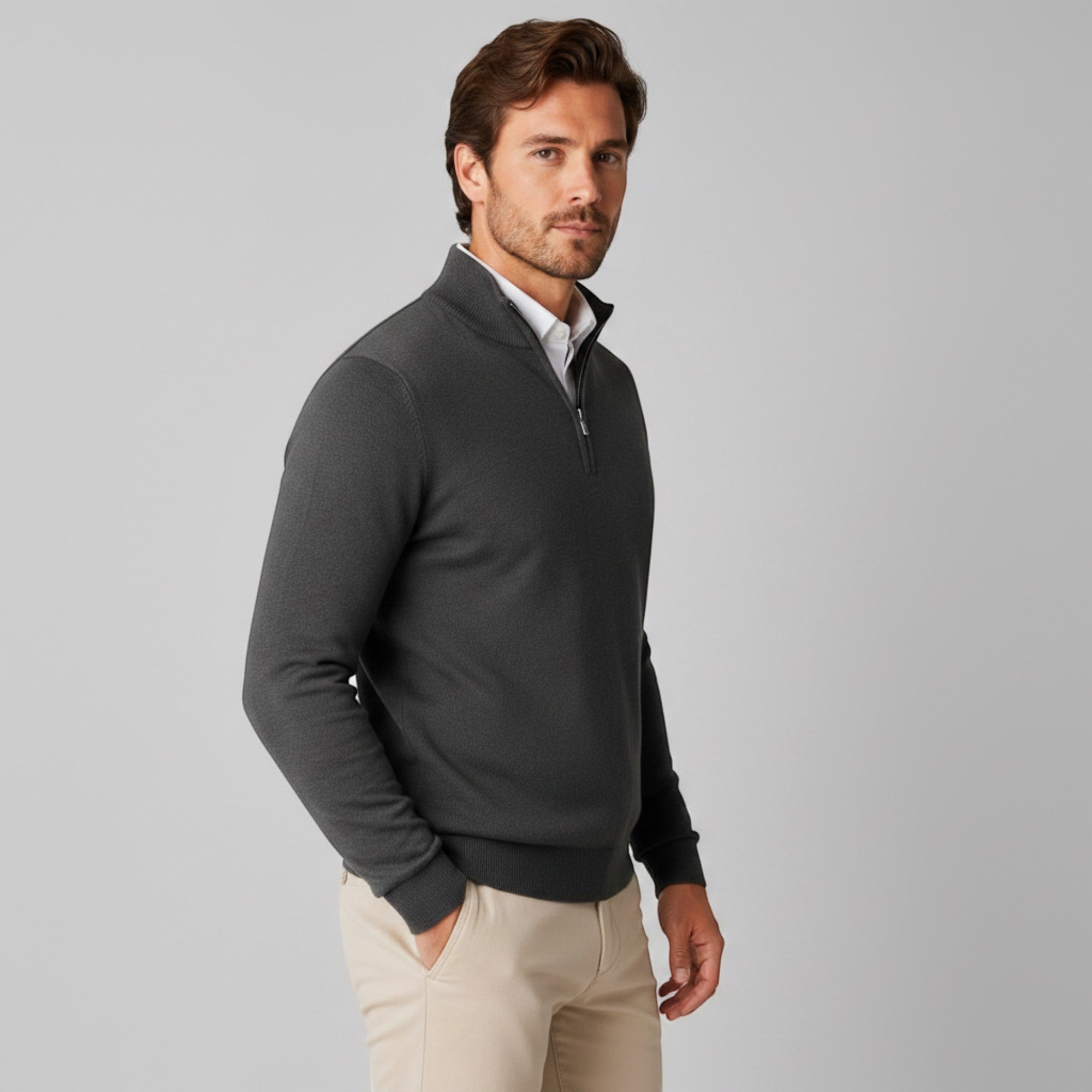 Ellmont London | Men's Long Sleeve Quarter Zip Sweater for Casual & Office Wear