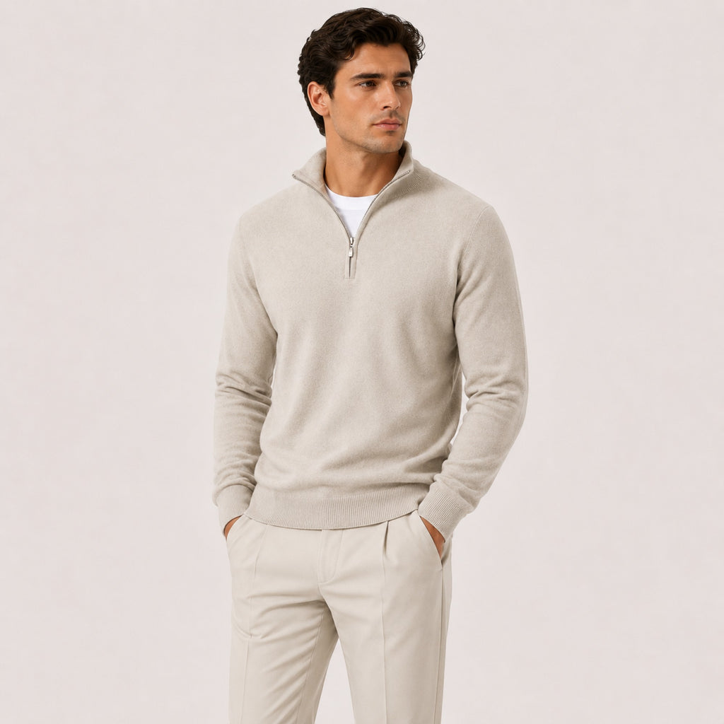 Ellmont London | Men's Quarter Zip Knit Pullover Lightweight Warm Sweater