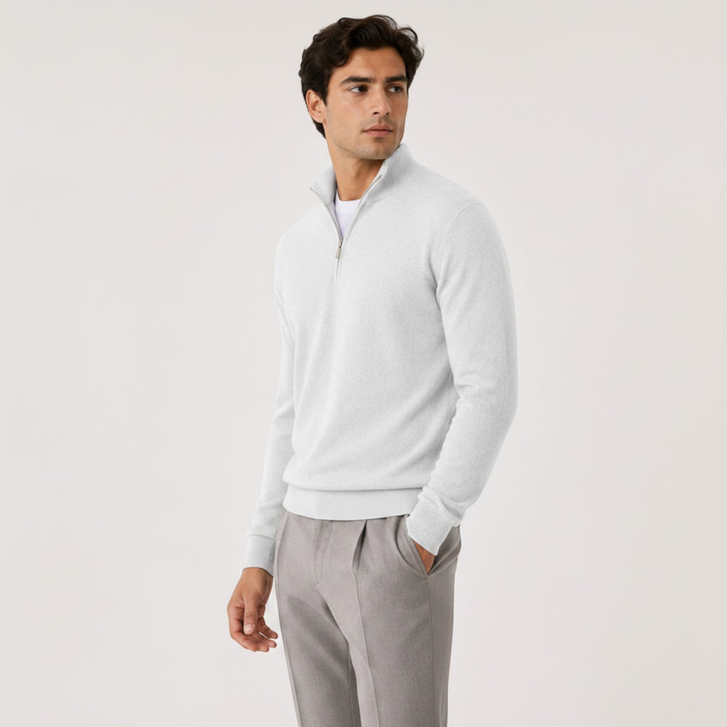 Ellmont London | Men's Quarter Zip Knit Pullover Lightweight Warm Sweater