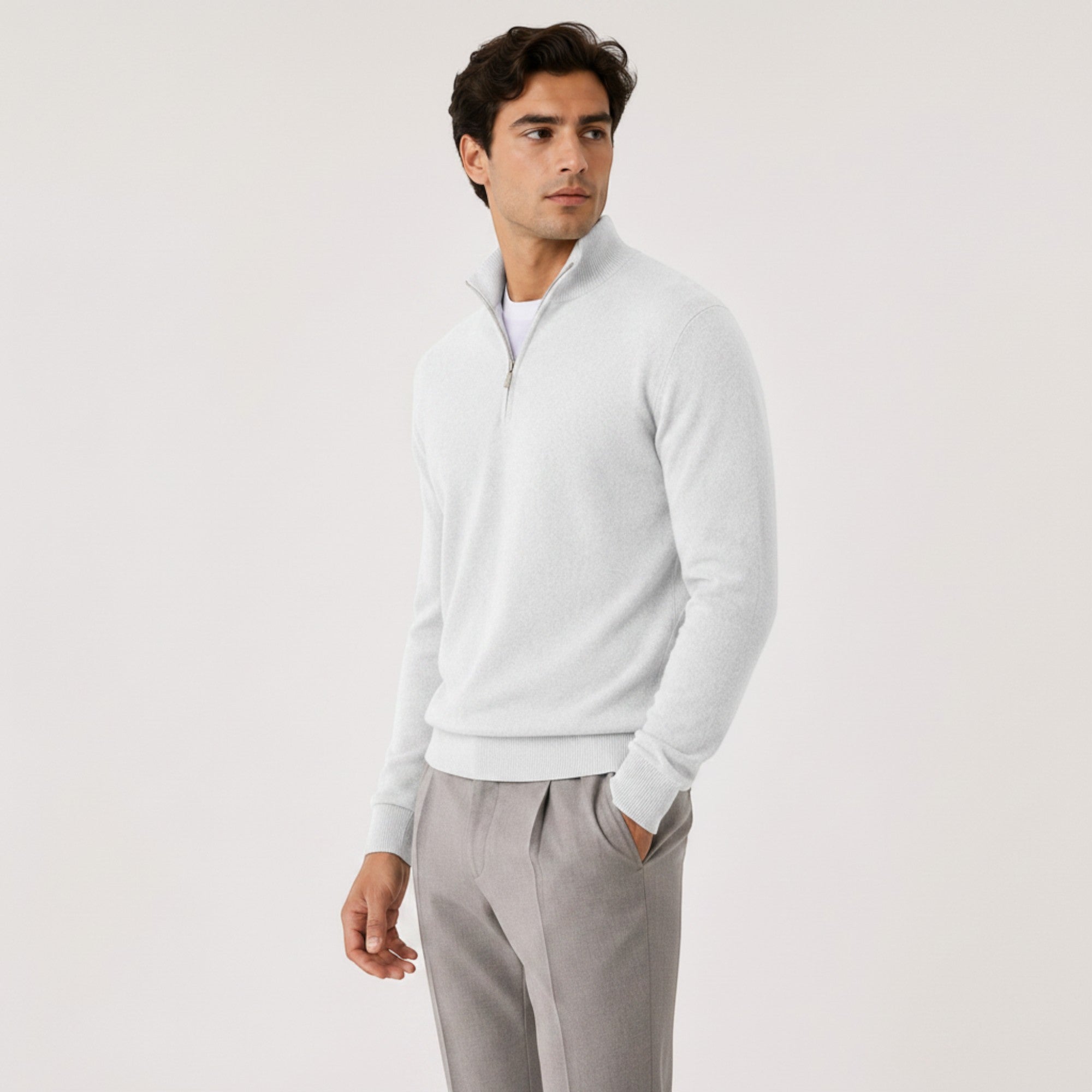 Ellmont London | Men's Quarter Zip Knit Pullover Lightweight Warm Sweater
