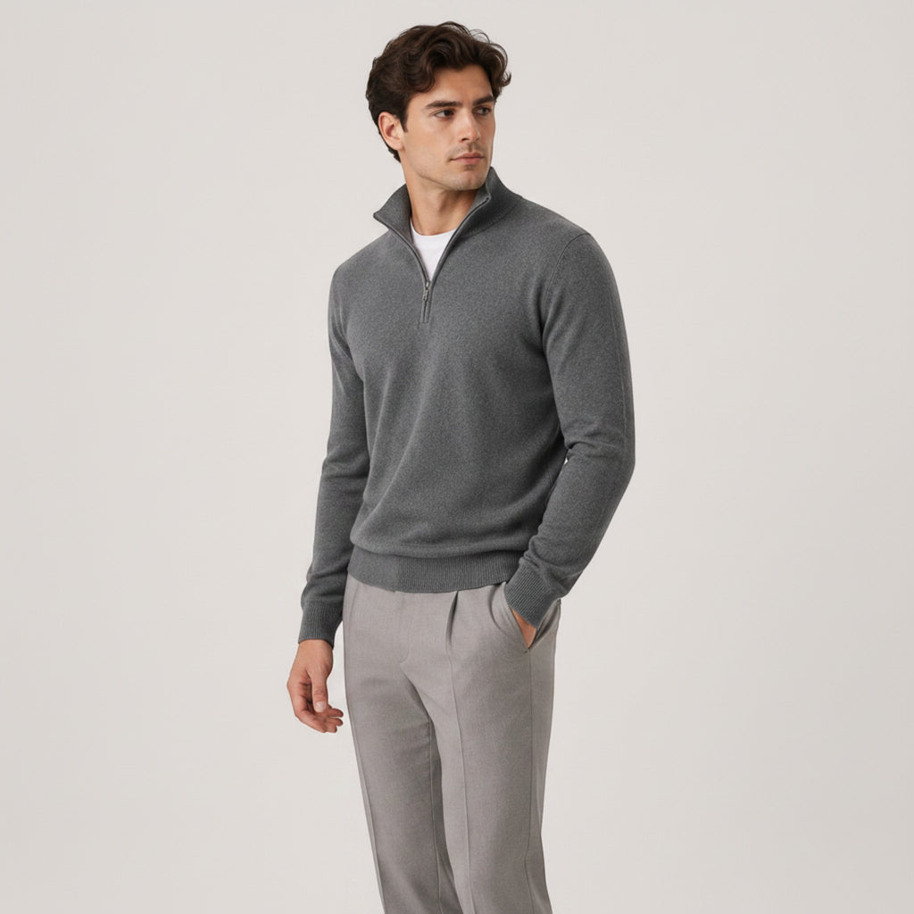 Ellmont London | Men's Quarter Zip Knit Pullover Lightweight Warm Sweater