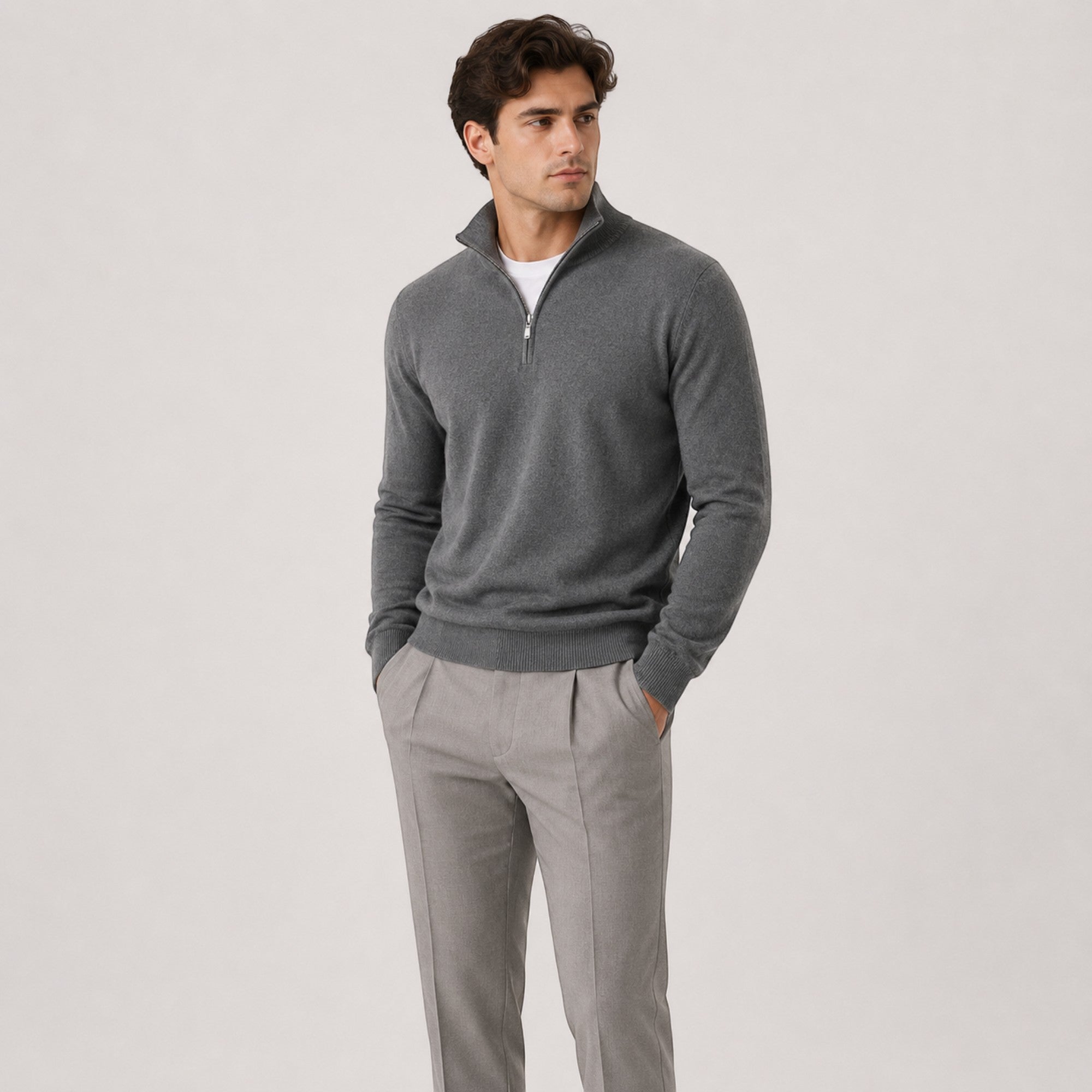 Toby | Men's Quarter Zip Knit Pullover Lightweight Warm Sweater