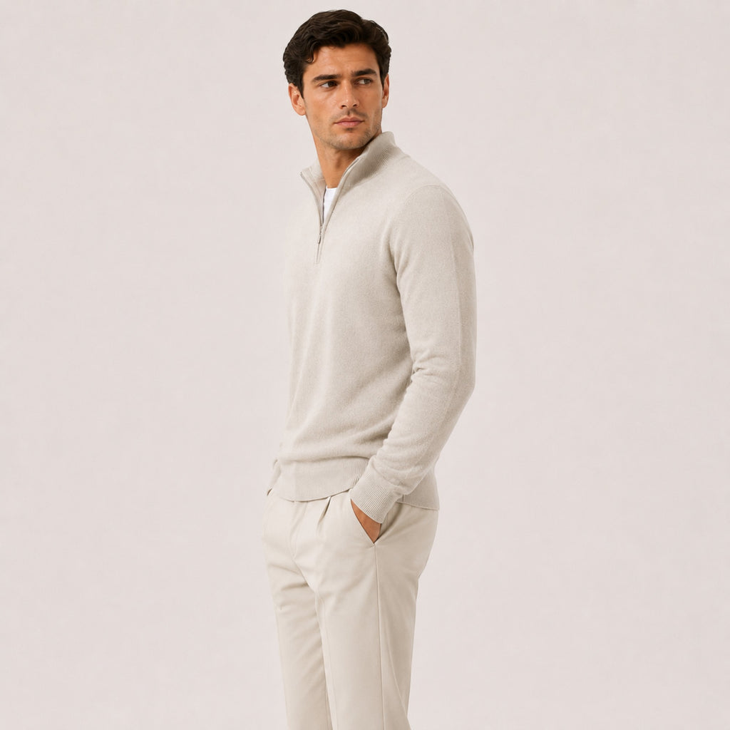 Ellmont London | Men's Quarter Zip Knit Pullover Lightweight Warm Sweater