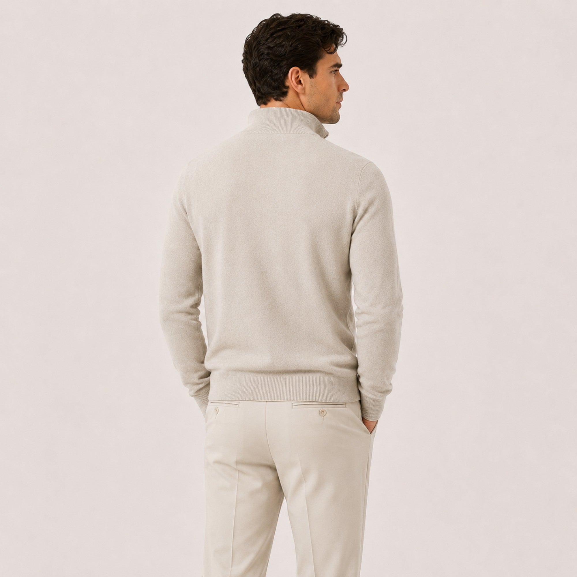 Ellmont London | Men's Quarter Zip Knit Pullover Lightweight Warm Sweater