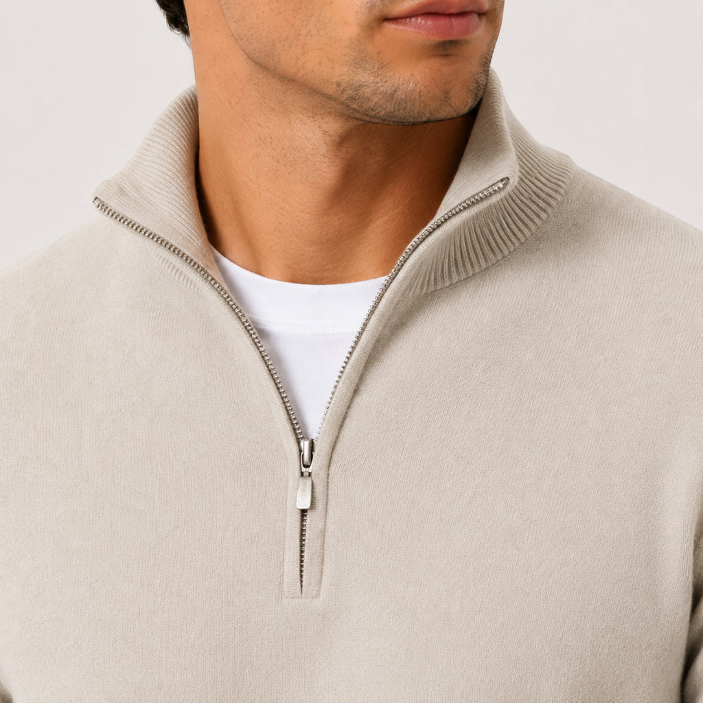 Ellmont London | Men's Quarter Zip Knit Pullover Lightweight Warm Sweater