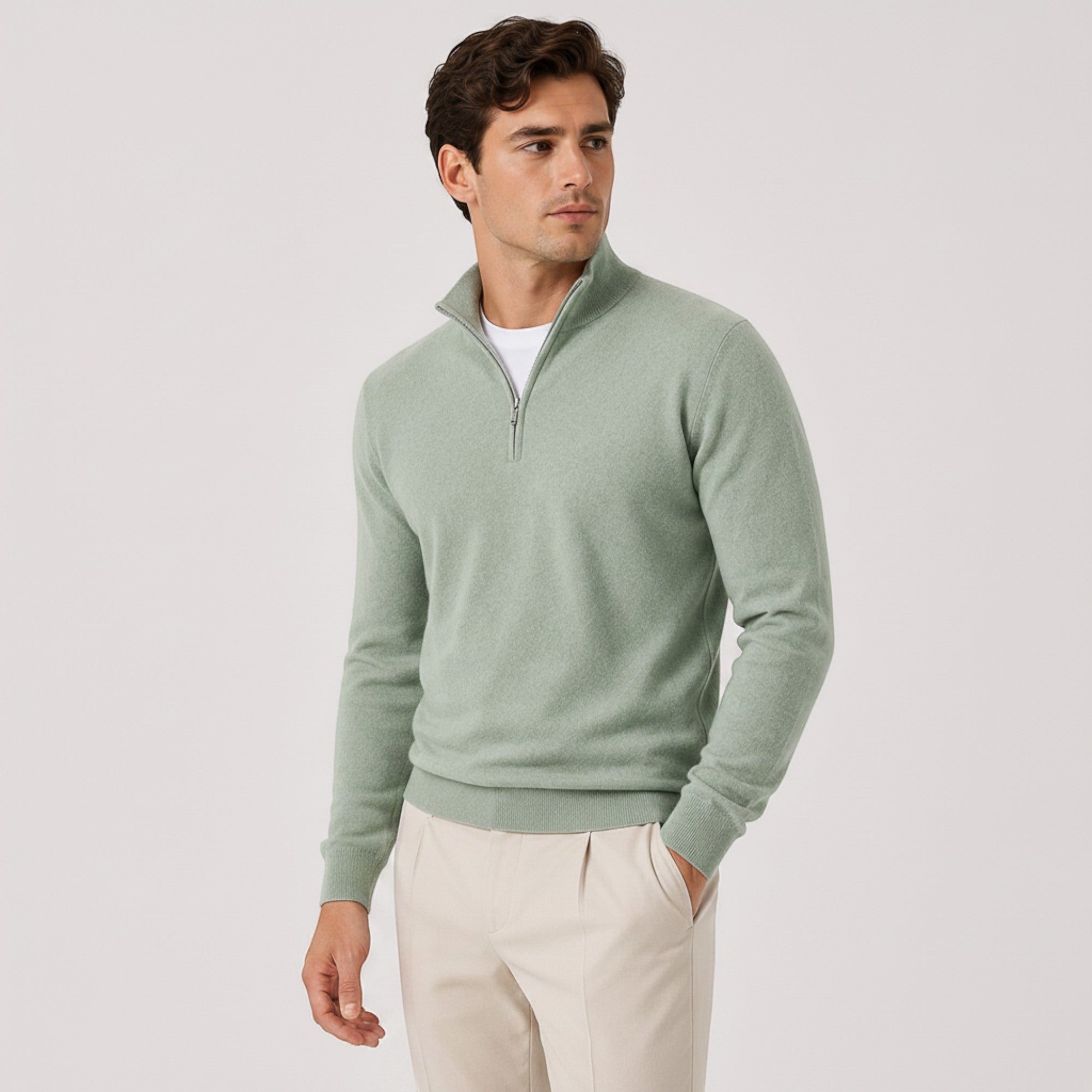 Ellmont London | Men's Quarter Zip Knit Pullover Lightweight Warm Sweater