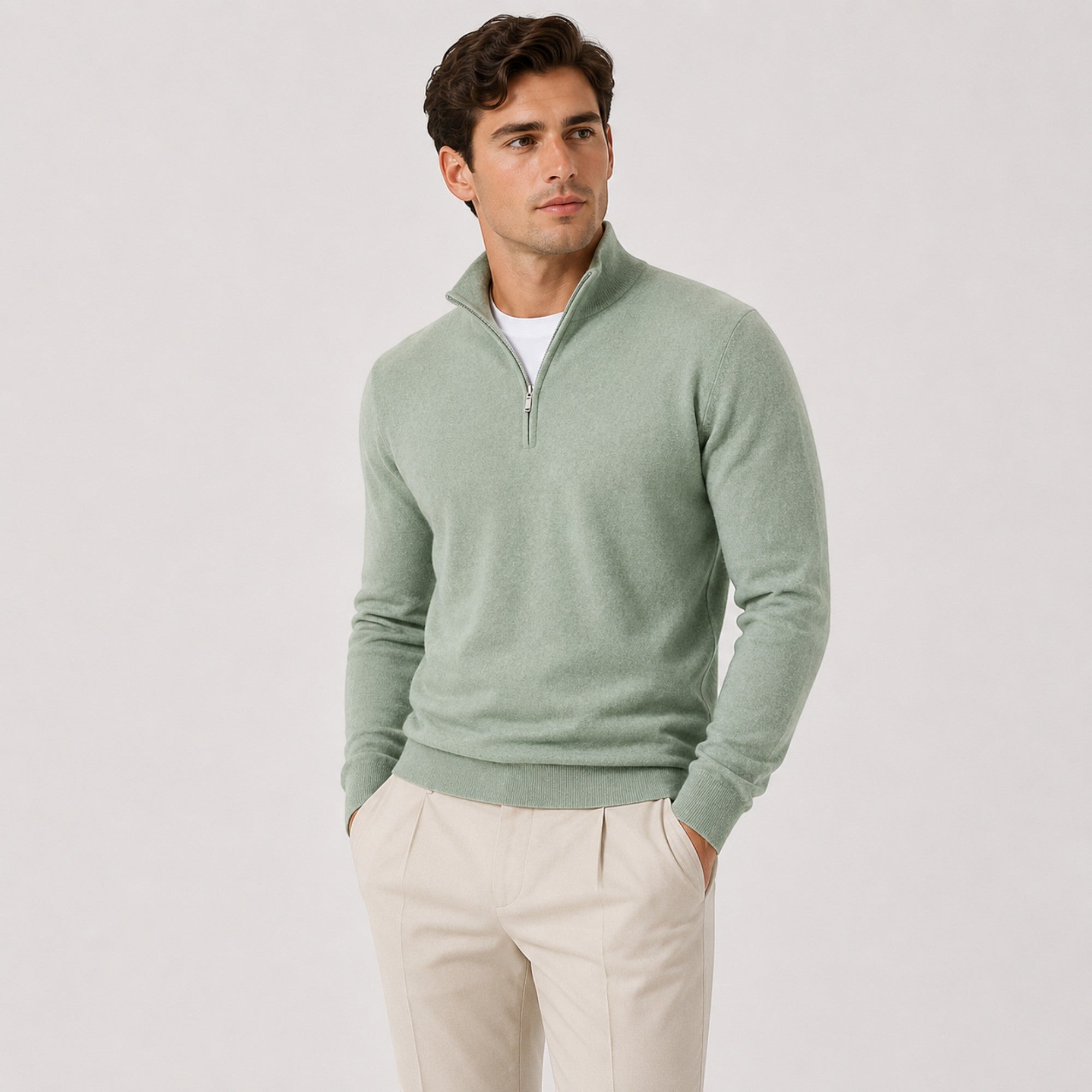 Toby | Men's Quarter Zip Knit Pullover Lightweight Warm Sweater
