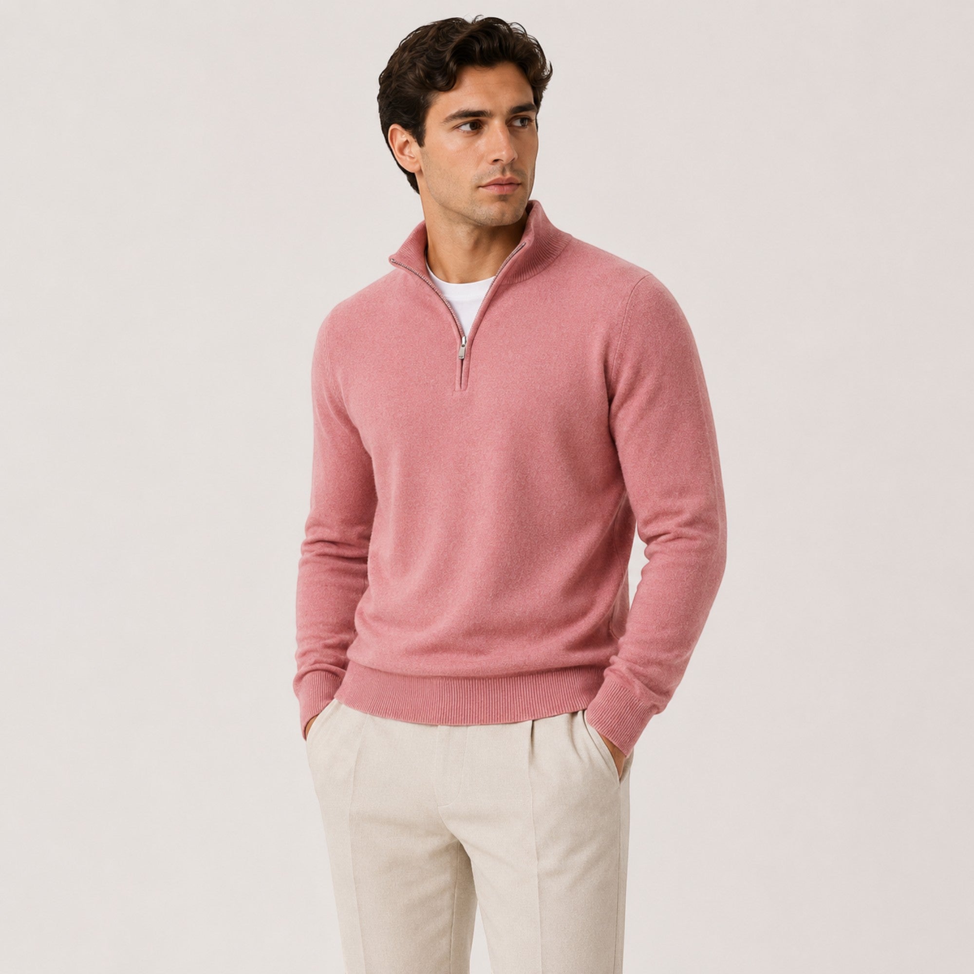 Toby | Men's Quarter Zip Knit Pullover Lightweight Warm Sweater
