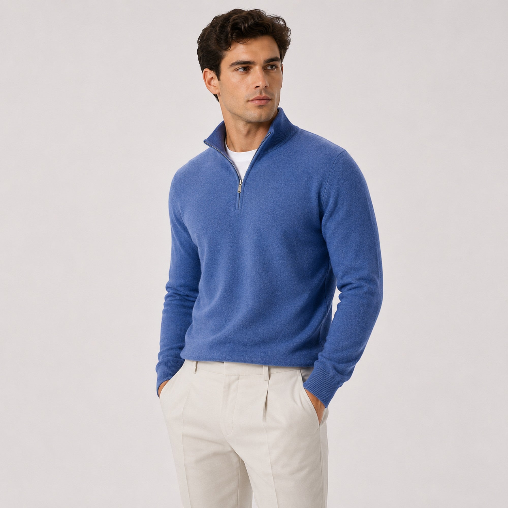 Toby | Men's Quarter Zip Knit Pullover Lightweight Warm Sweater