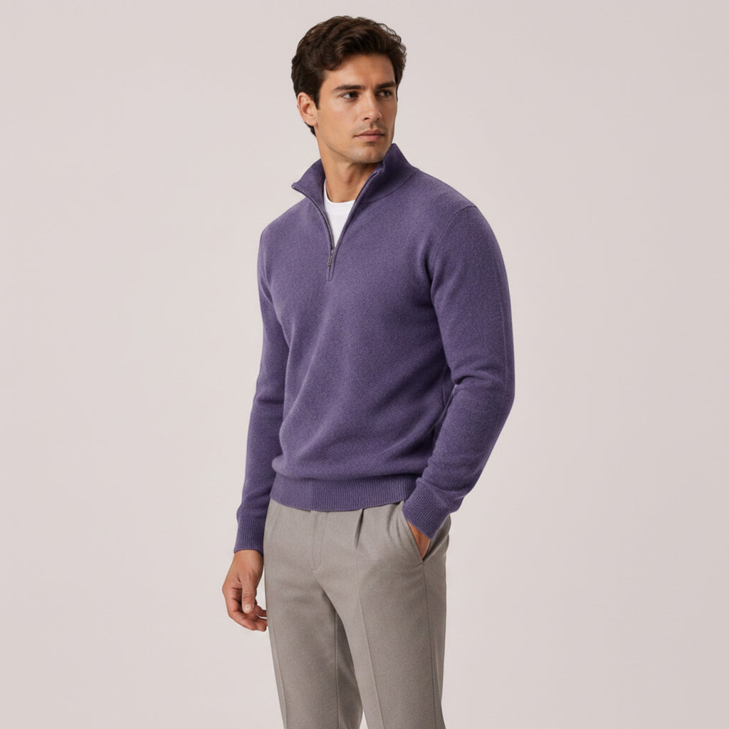 Ellmont London | Men's Quarter Zip Knit Pullover Lightweight Warm Sweater