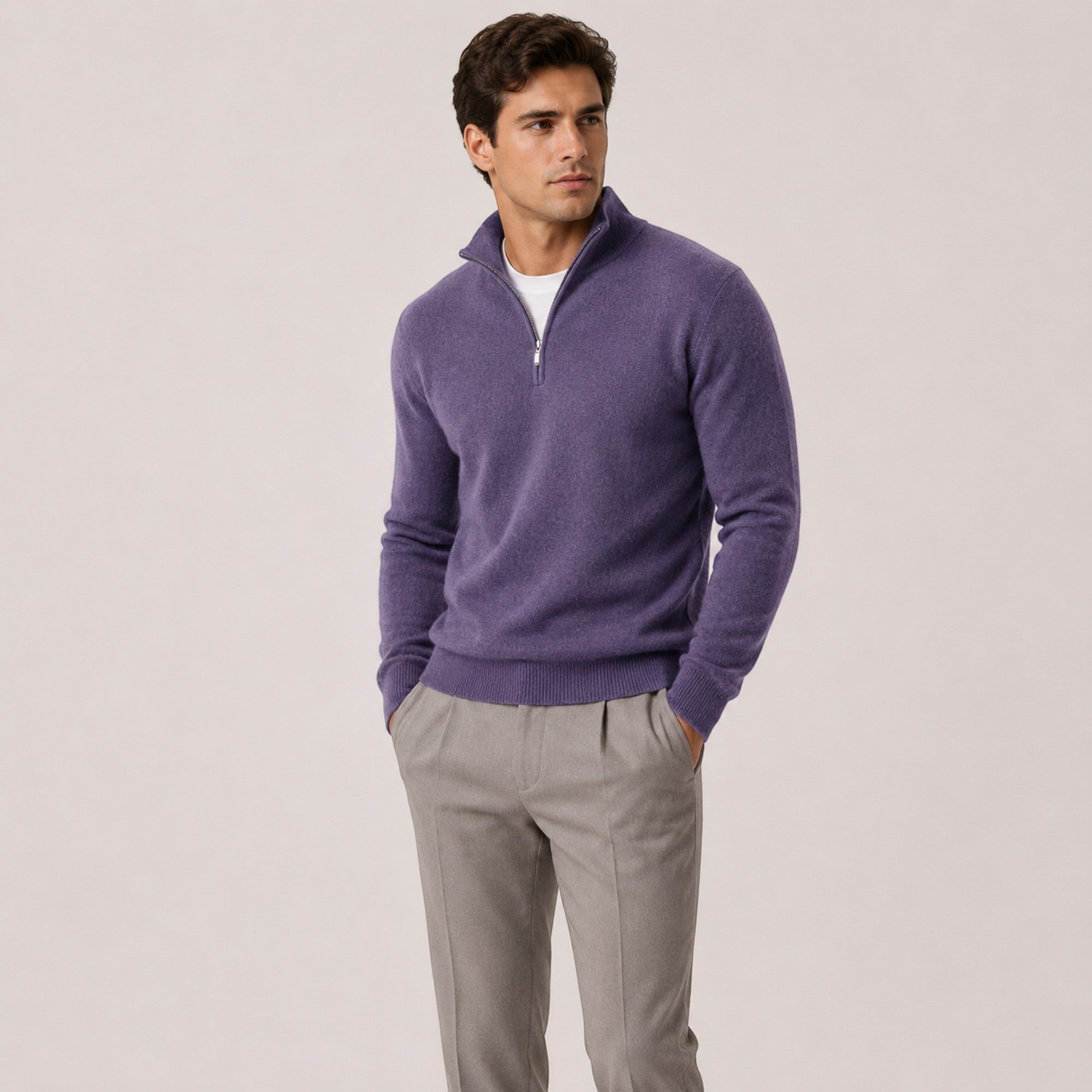 Toby | Men's Quarter Zip Knit Pullover Lightweight Warm Sweater