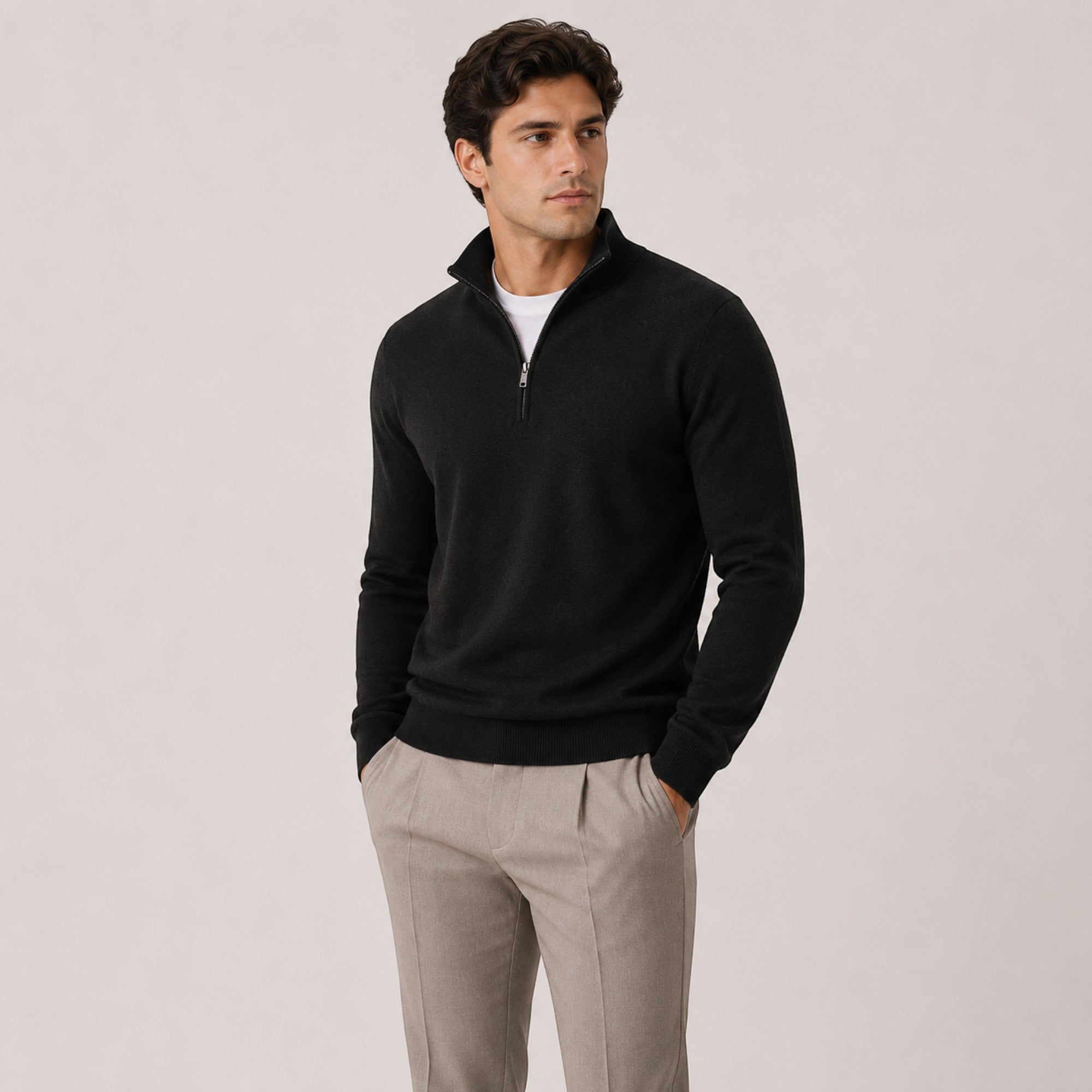 Toby | Men's Quarter Zip Knit Pullover Lightweight Warm Sweater