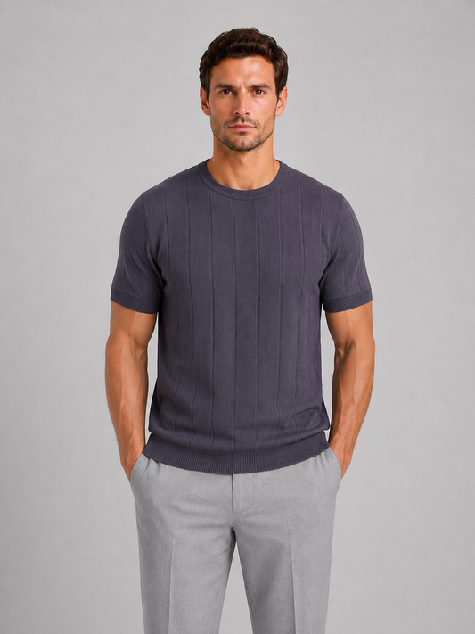 Men's Knitted T-Shirt – Short Sleeve Crew Neck