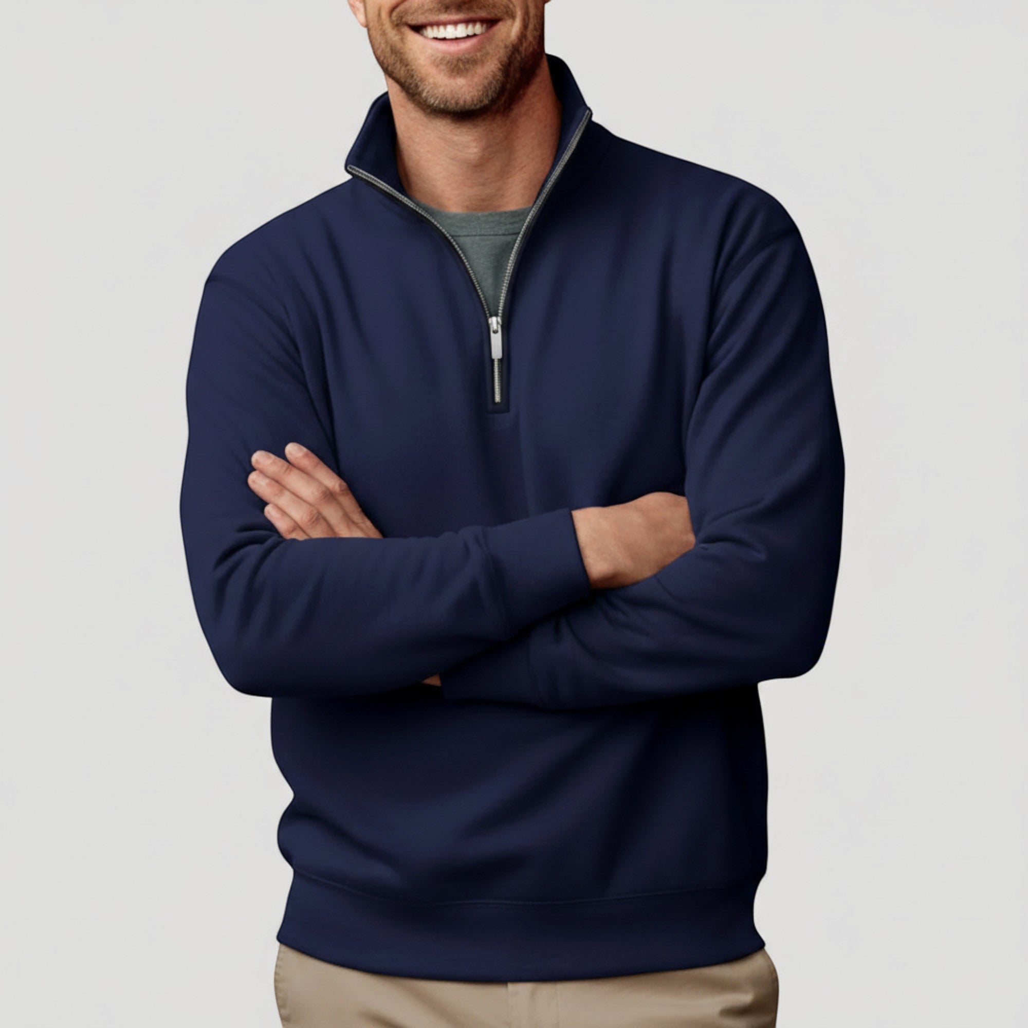 Ellmont London | Men's Lightweight Zip-Up Quarter Zip Sweater Business Casual