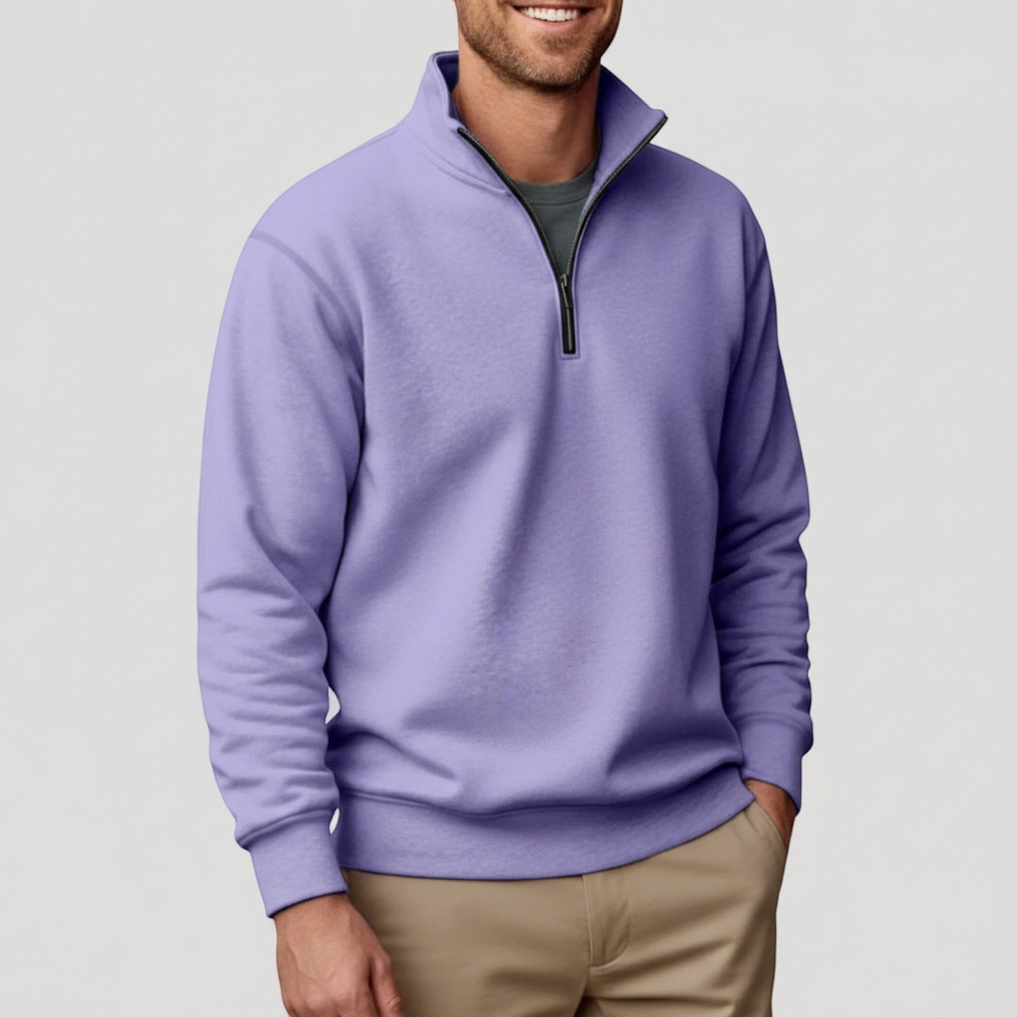 Ellmont London | Men's Lightweight Zip-Up Quarter Zip Sweater Business Casual