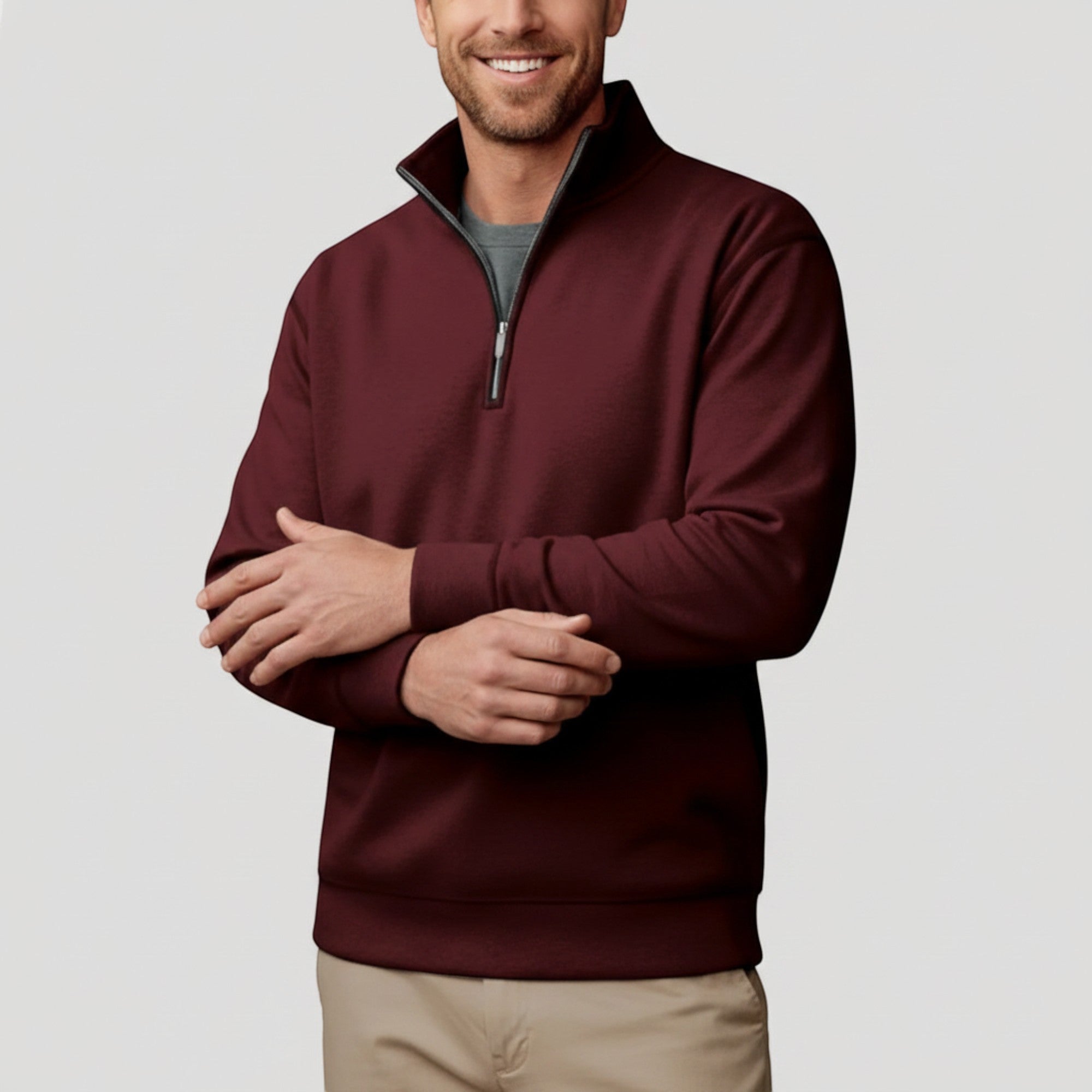 Ellmont London | Men's Lightweight Zip-Up Quarter Zip Sweater Business Casual