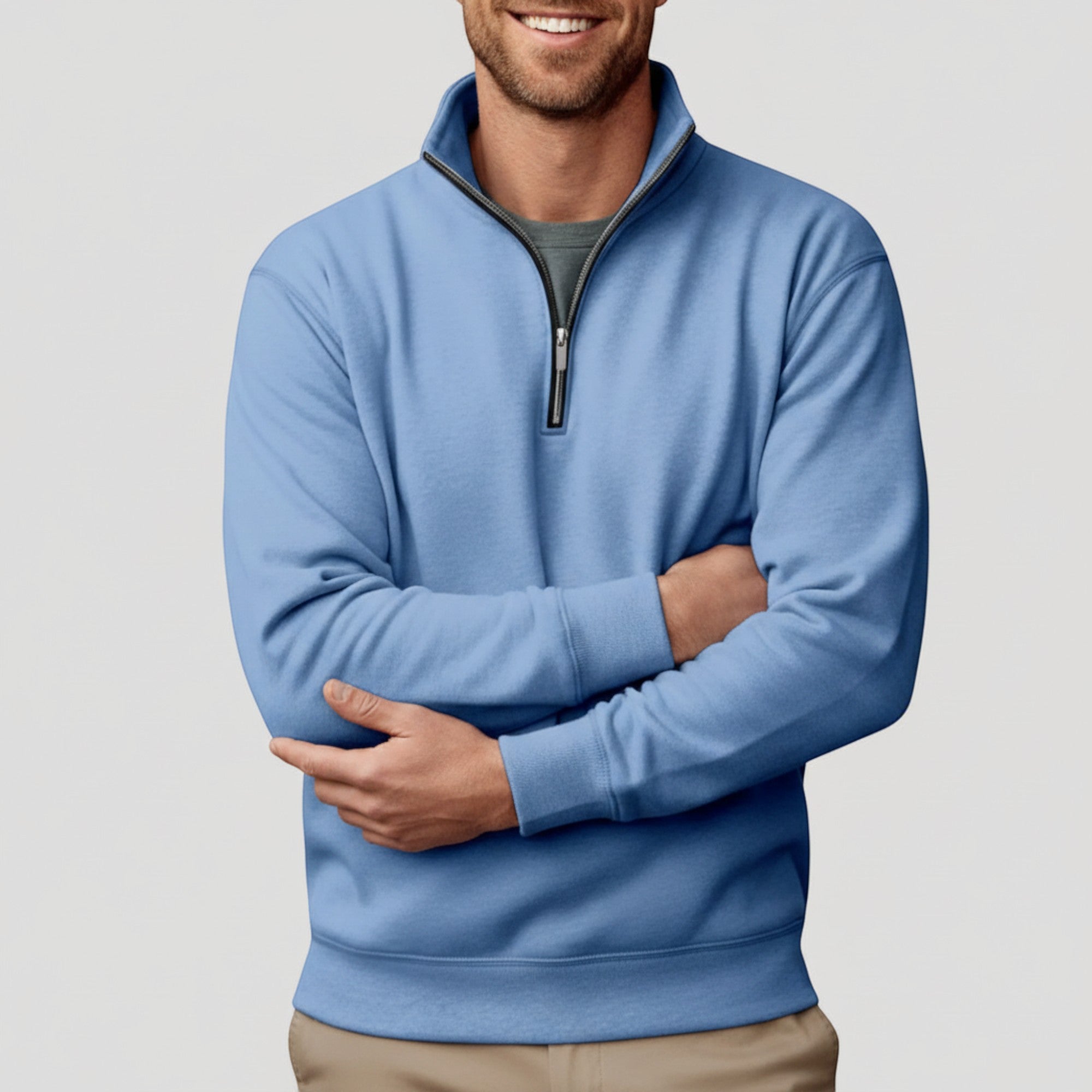 Ellmont London | Men's Lightweight Zip-Up Quarter Zip Sweater Business Casual
