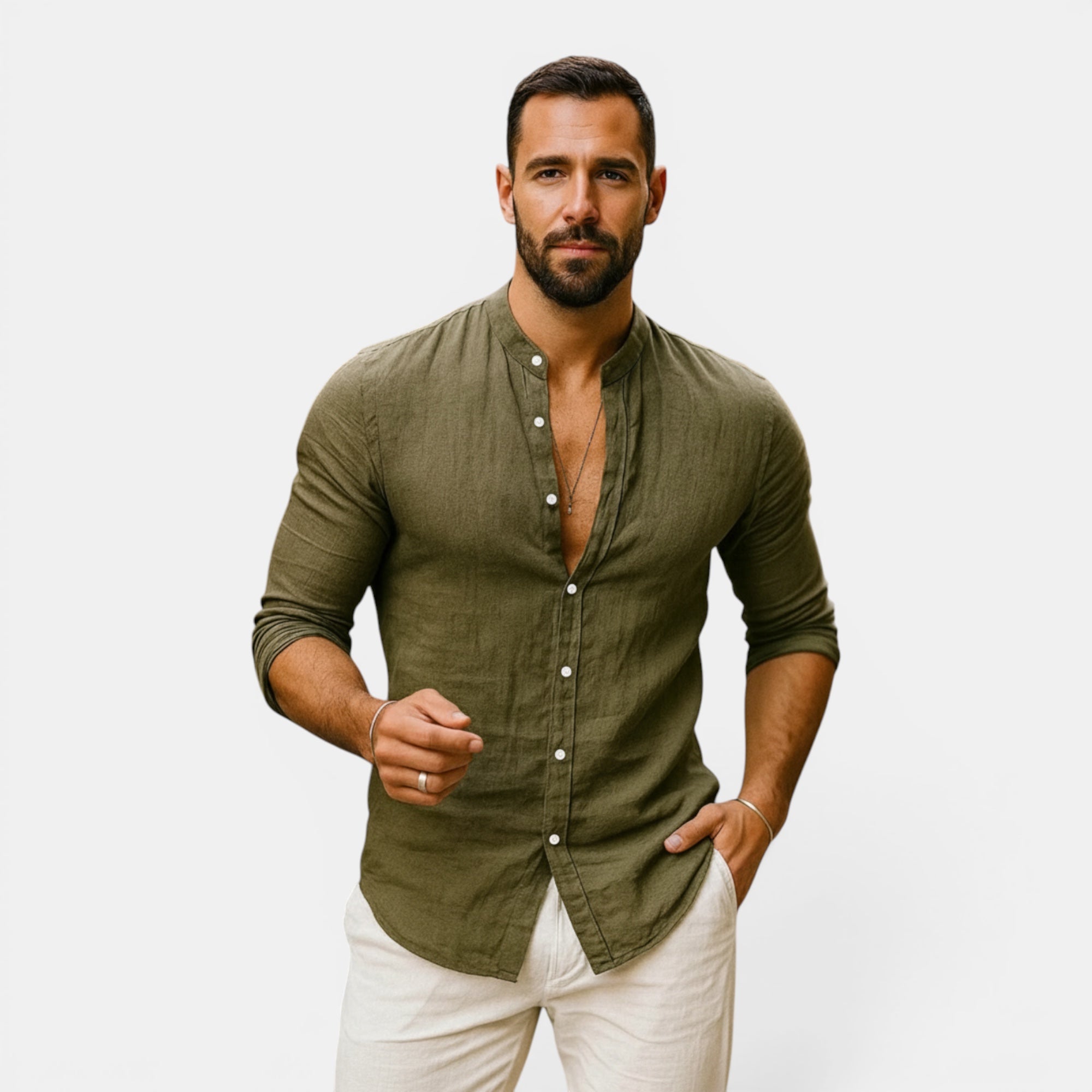 Ellmont London | Men's Breathable Lightweight Long Sleeve Linen Shirt