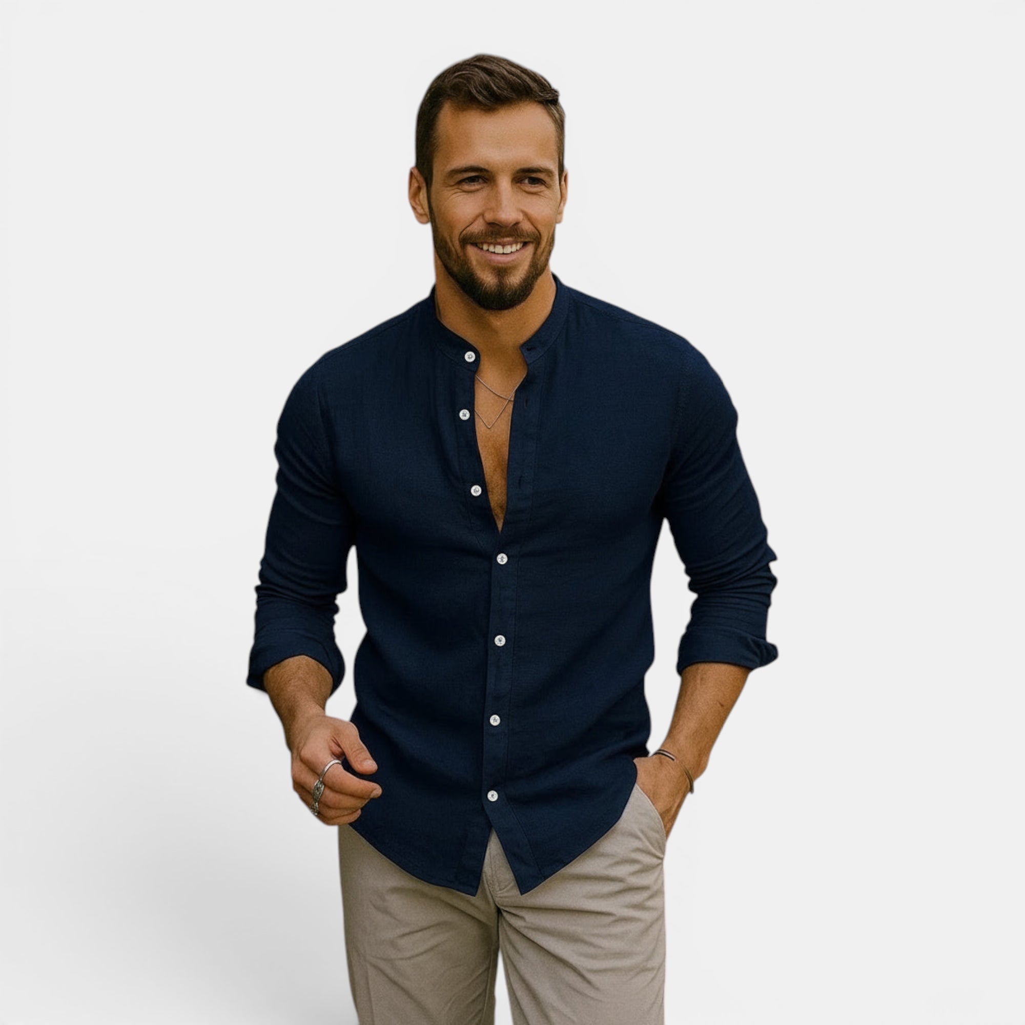 Ellmont London | Men's Breathable Lightweight Long Sleeve Linen Shirt