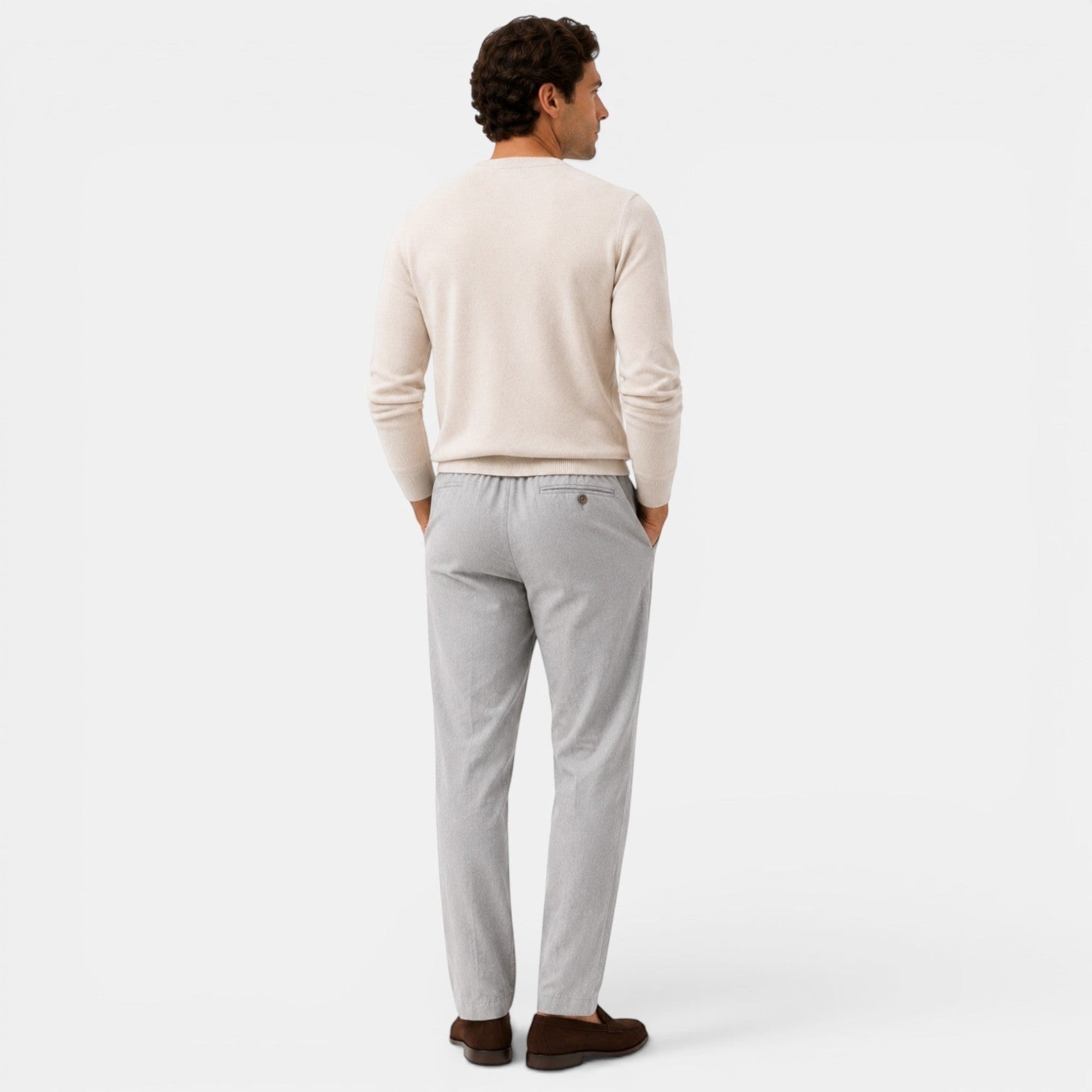 Ellmont London | Men's Relaxed Fit Cotton Trousers with Adjustable Waist