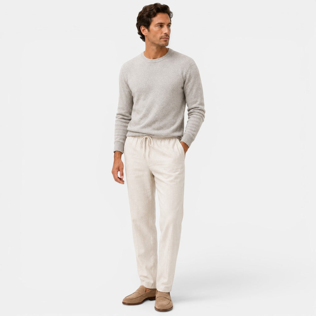 Ellmont London | Men's Relaxed Fit Cotton Trousers with Adjustable Waist