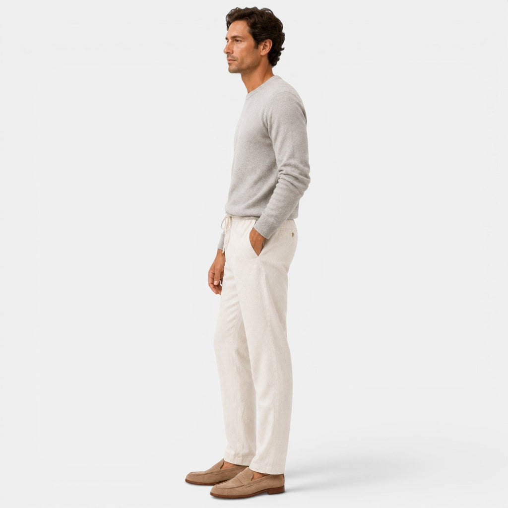Ellmont London | Men's Relaxed Fit Cotton Trousers with Adjustable Waist